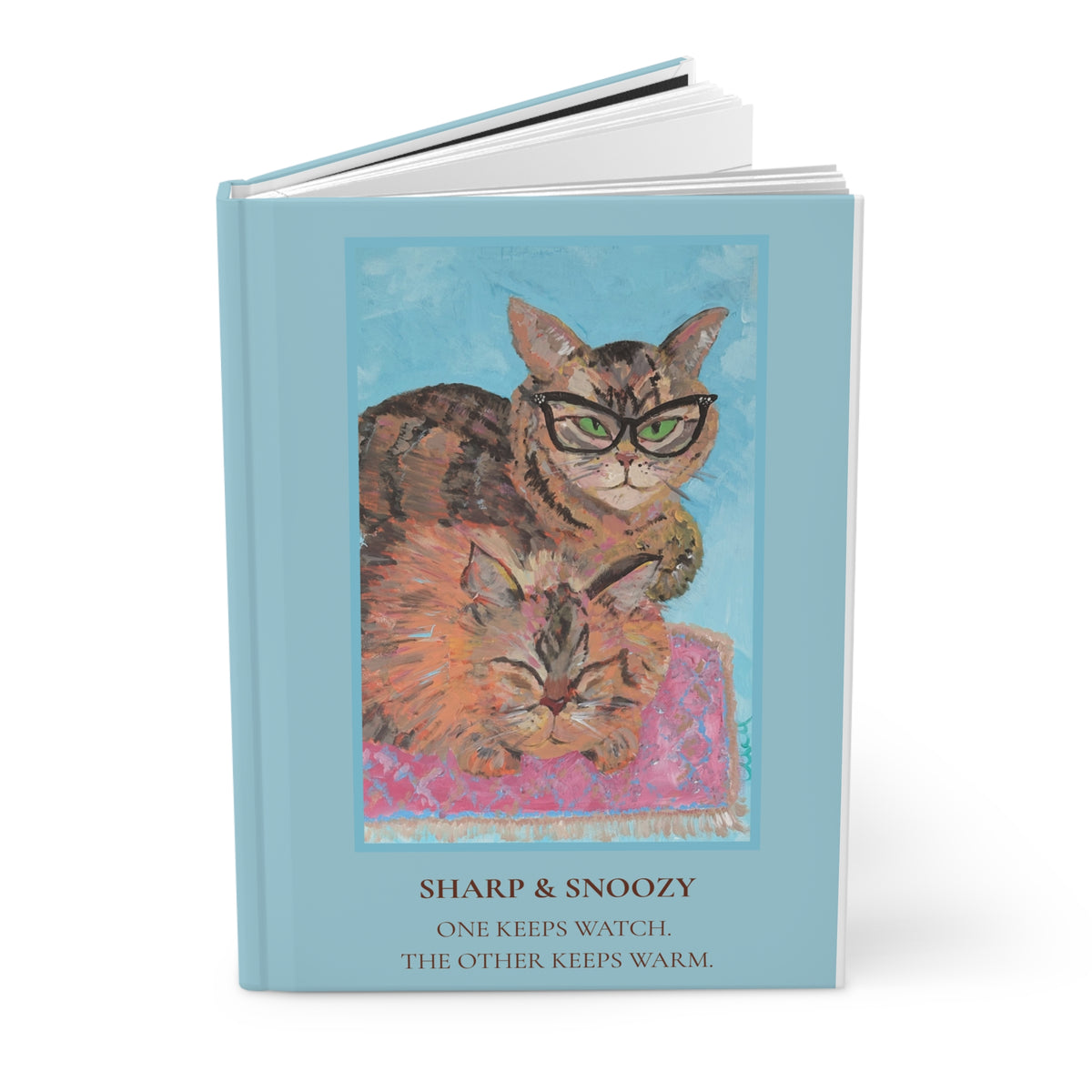 Cat Duo Hardcover Journal — "Sharp & Snoozy" Lined Notebook