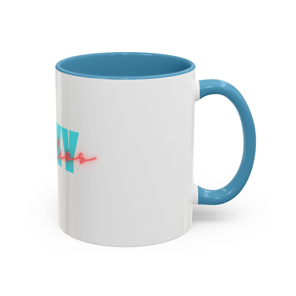 Moxy Cafe Accent Mug — Retro Turquoise & Neon Pink Coffee Cup (11/15oz)