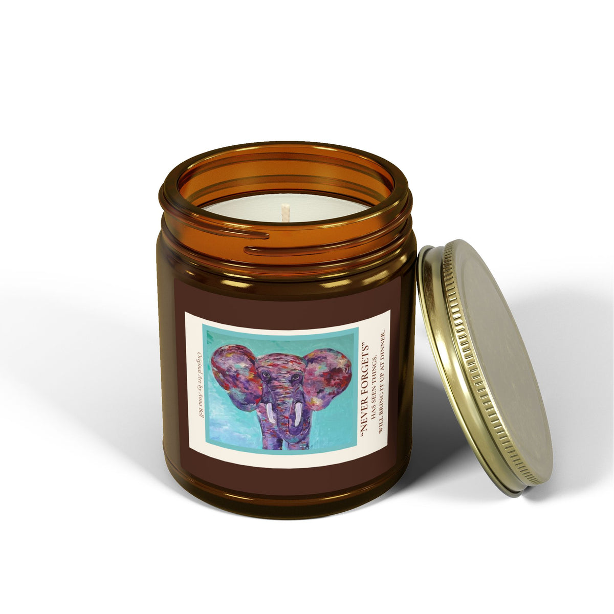 Coconut Apricot Soy Candle — 'Never Forgots' Elephant Scented Jar (4oz/9oz)