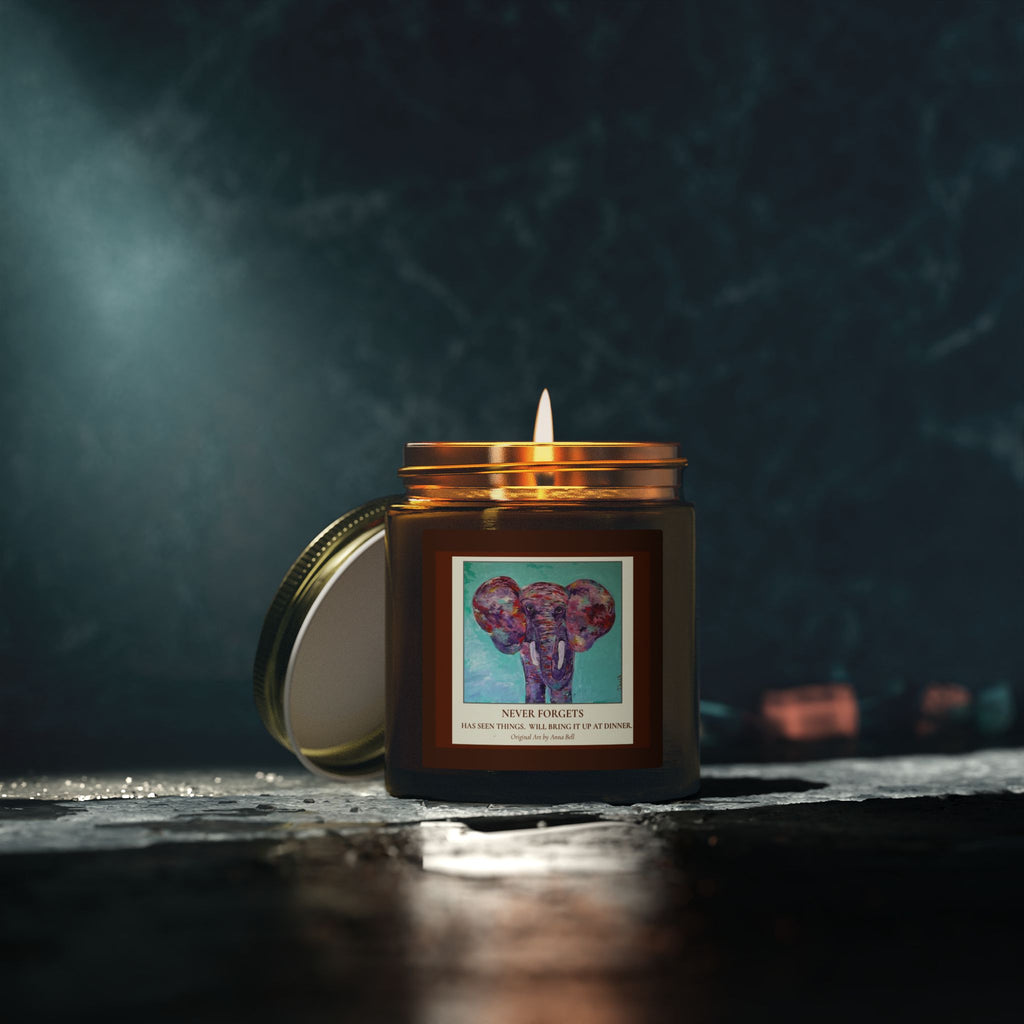 Coconut Apricot Soy Candle — 'Never Forgots' Elephant Scented Jar (4oz/9oz)