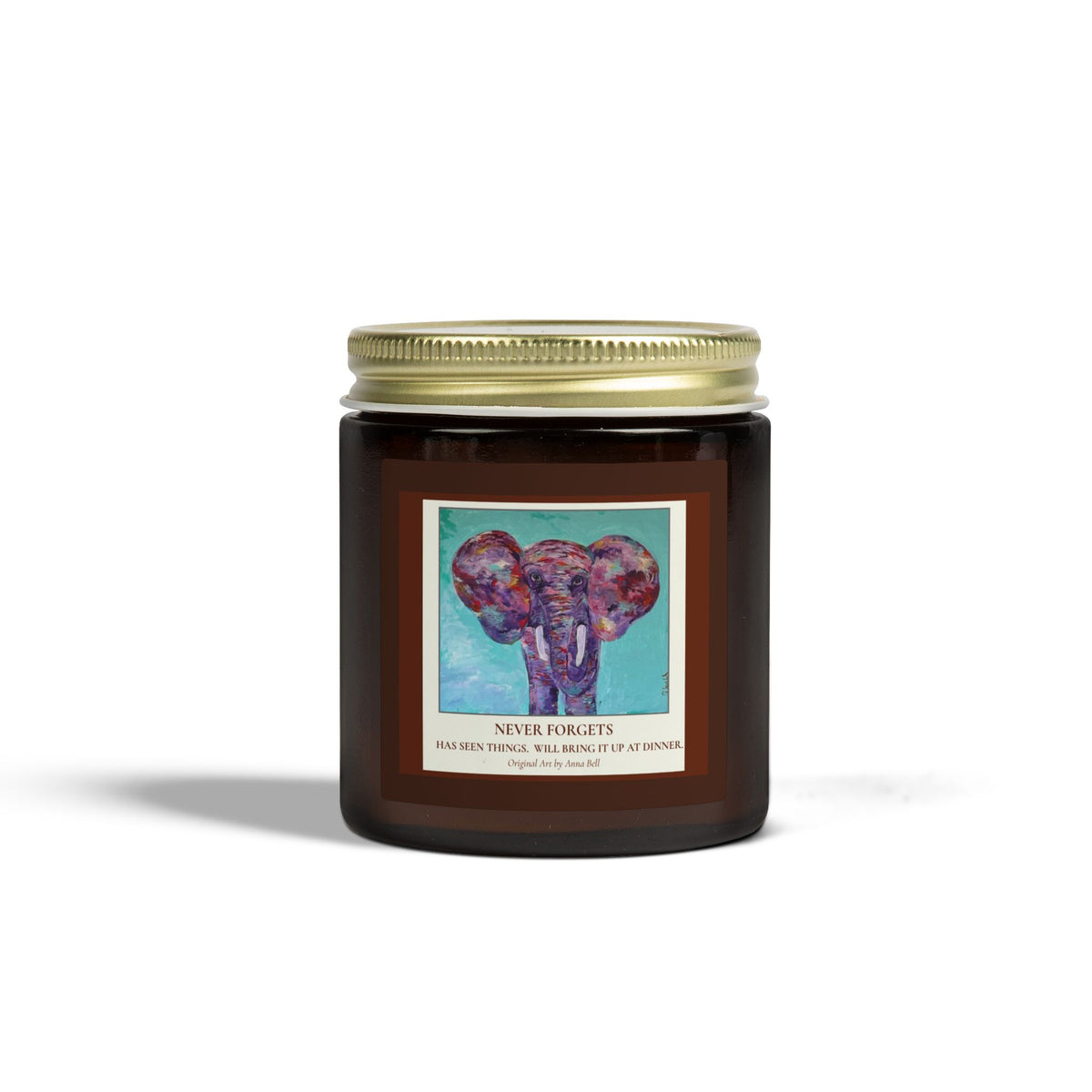 Coconut Apricot Soy Candle — 'Never Forgots' Elephant Scented Jar (4oz/9oz)