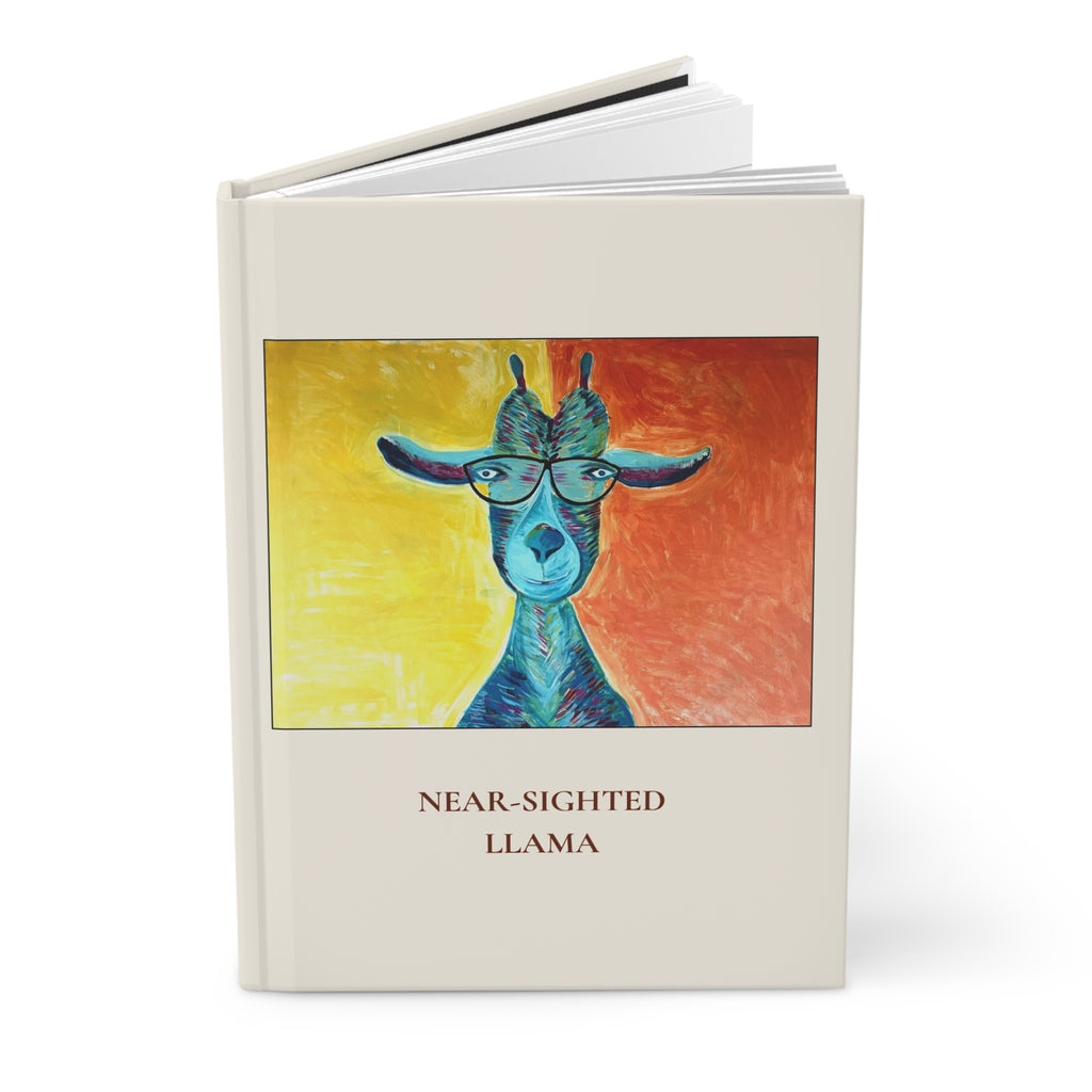 Near-Sighted Llama Original Art Hardcover Journal — Lined Notebook for Notes & Gifts