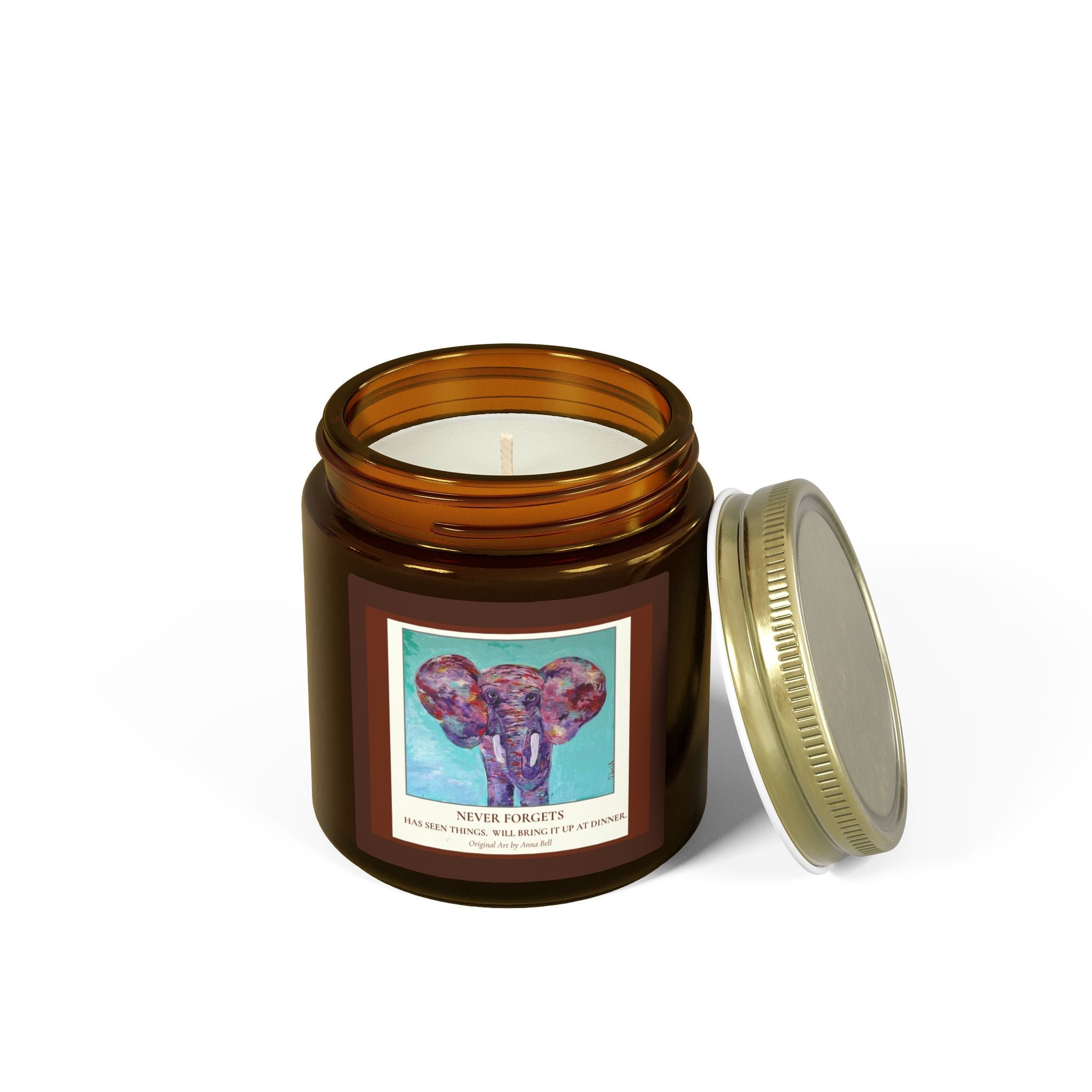 Coconut Apricot Soy Candle — 'Never Forgots' Elephant Scented Jar (4oz/9oz)