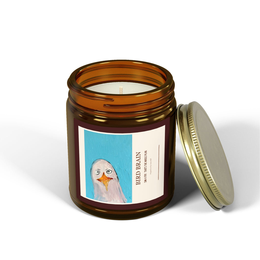 Coconut Apricot Scented Candle (4oz/9oz) — 'Bird Brain' Jar Candle