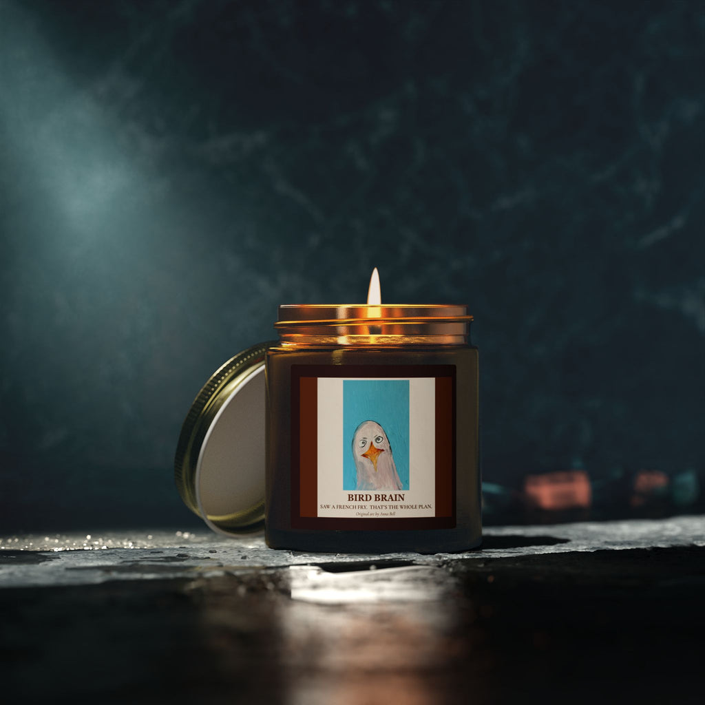 Coconut Apricot Scented Candle (4oz/9oz) — 'Bird Brain' Jar Candle