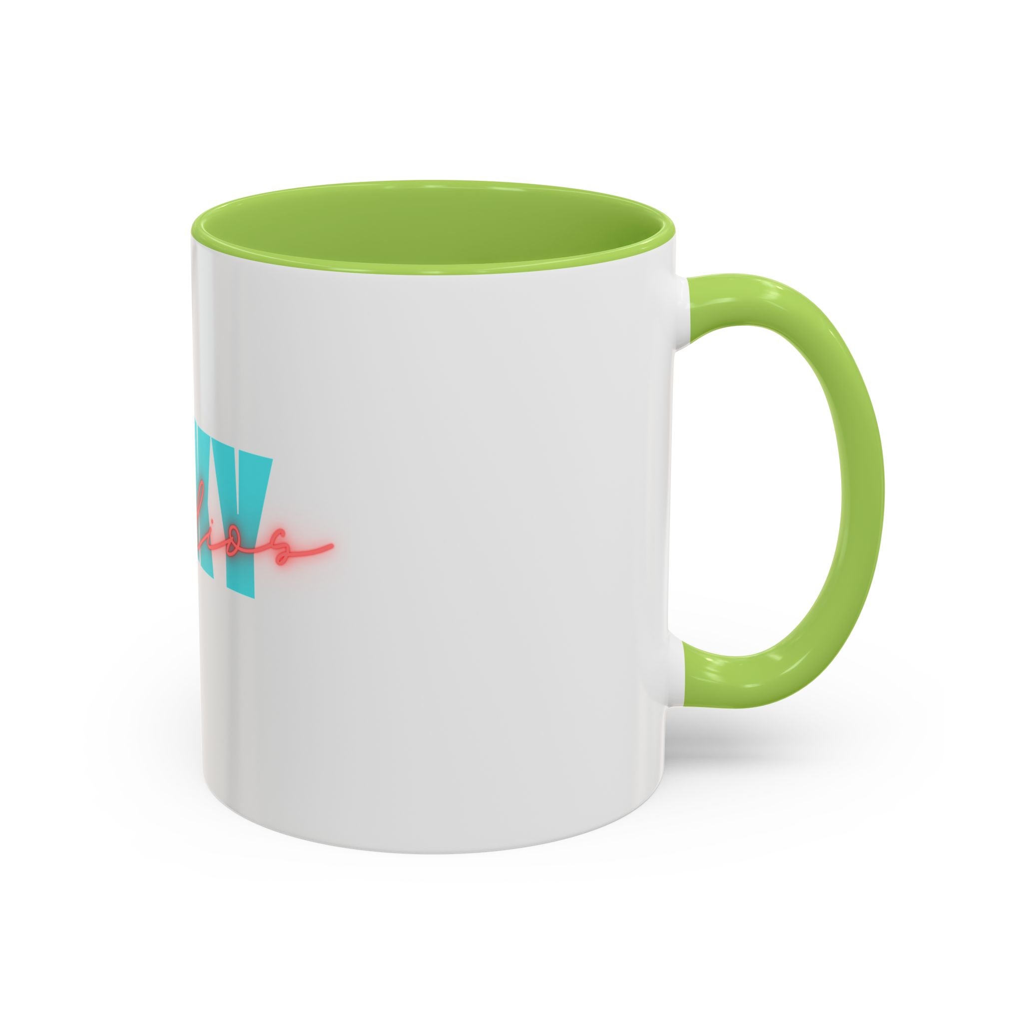 Moxy Cafe Accent Mug — Retro Turquoise & Neon Pink Coffee Cup (11/15oz)