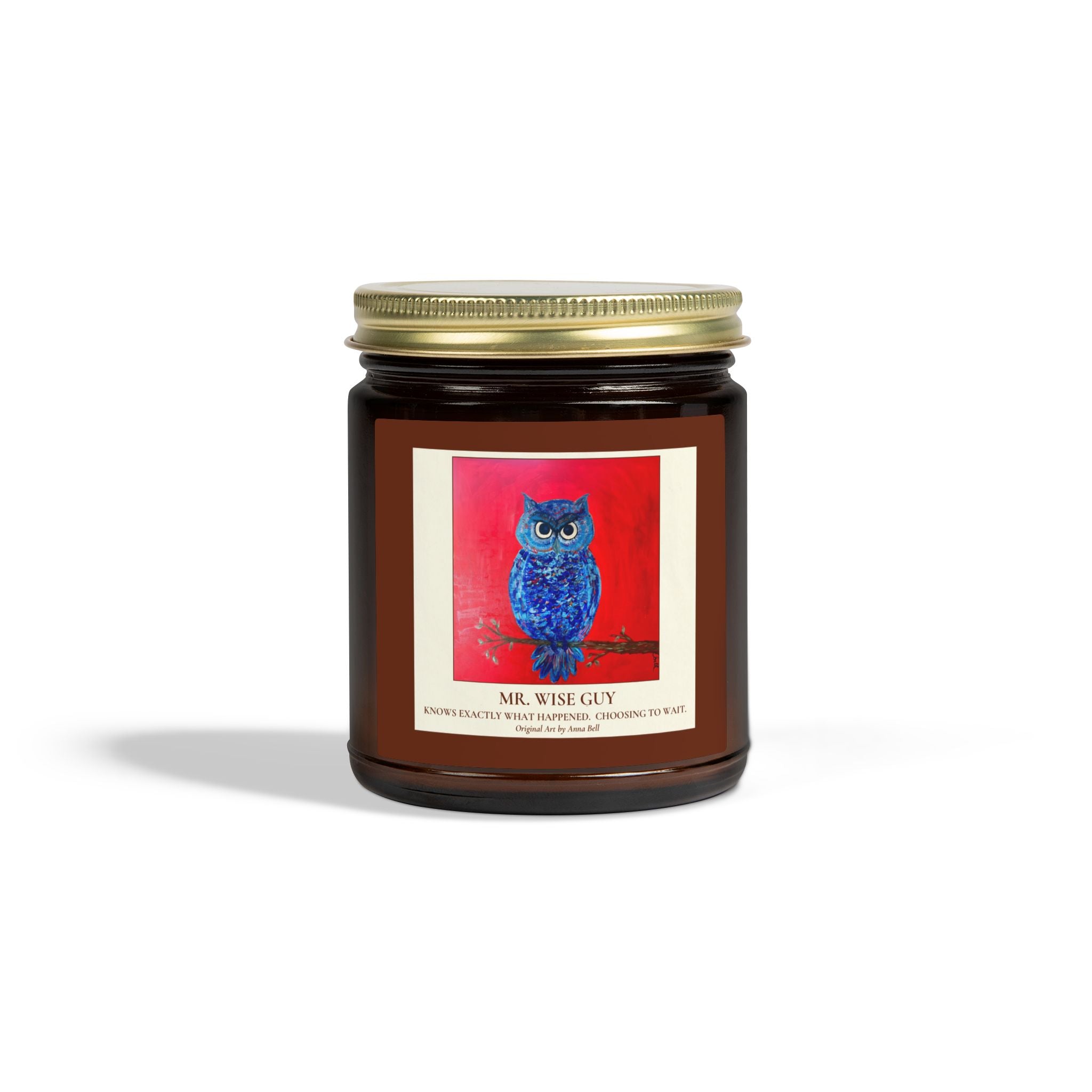 Mr. Wise Guy Owl Art - Coconut Apricot Scented Candle (4oz/9oz) - Fun Gift