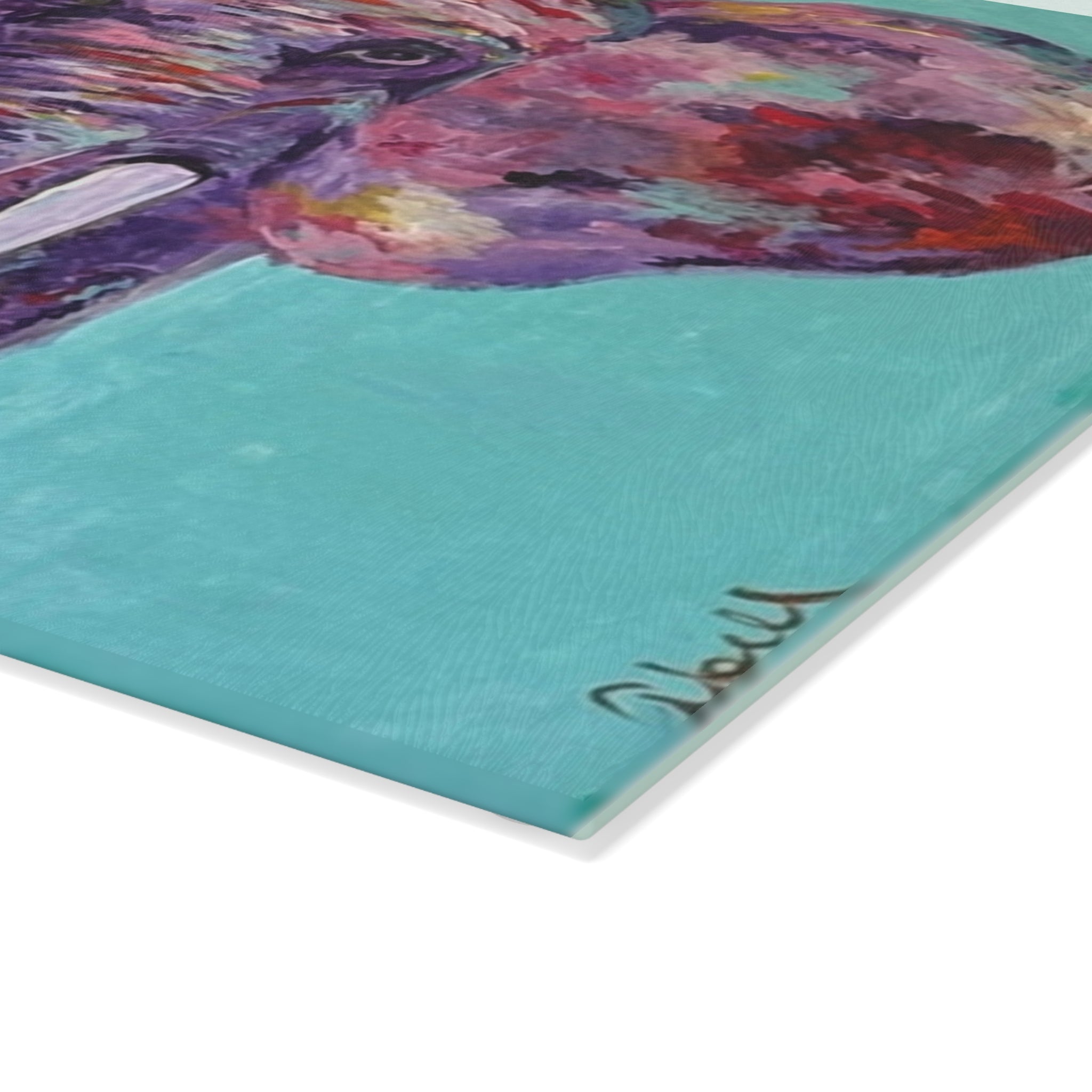 Elephant Art Glass Cutting Board – Colorful Abstract Elephant Kitchen Cutting Board
