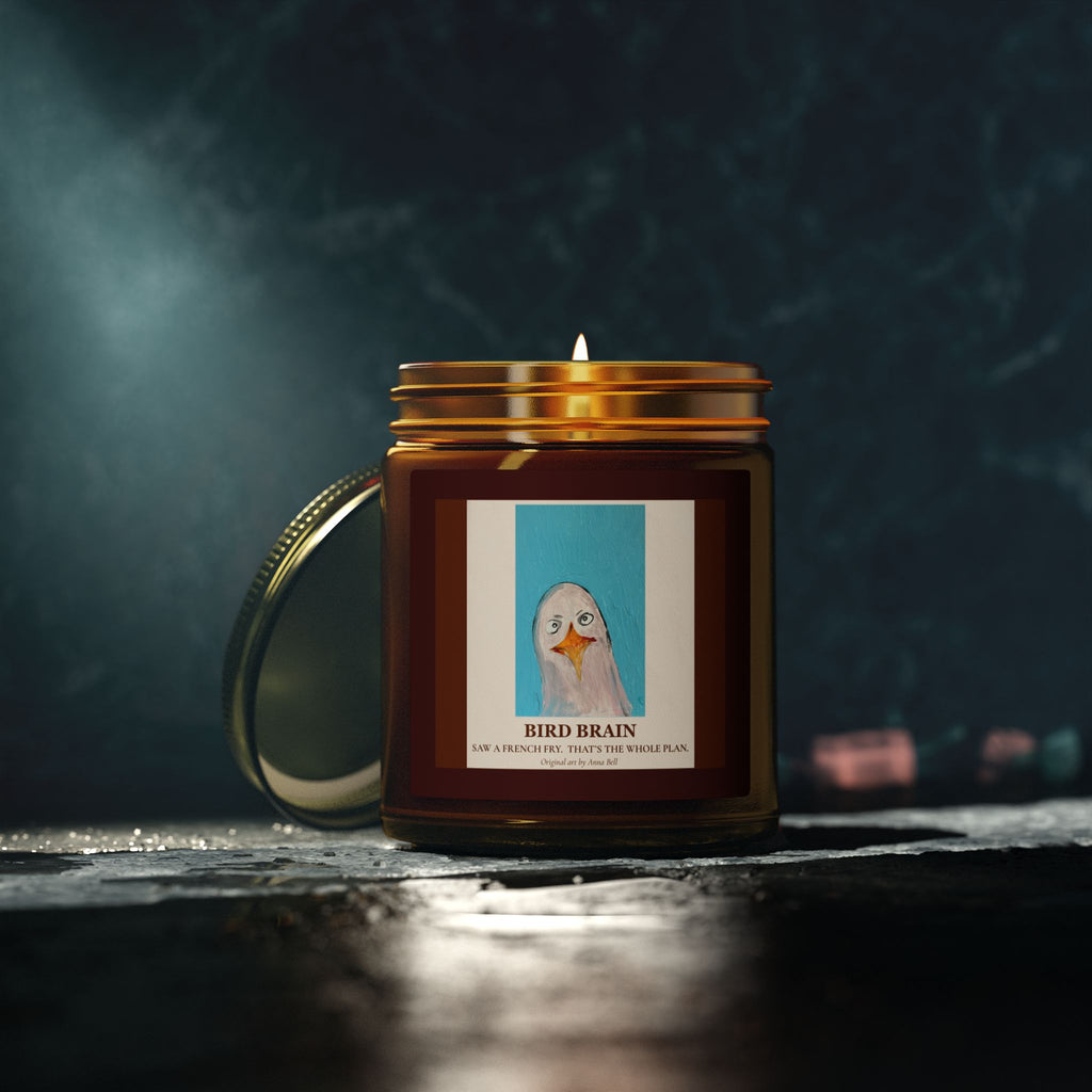 Coconut Apricot Scented Candle (4oz/9oz) — 'Bird Brain' Jar Candle