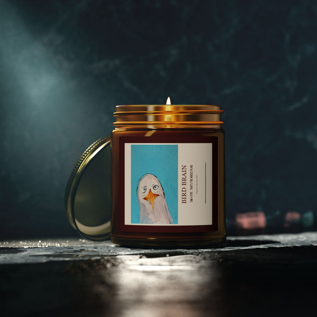 Coconut Apricot Scented Candle (4oz/9oz) — 'Bird Brain' Jar Candle