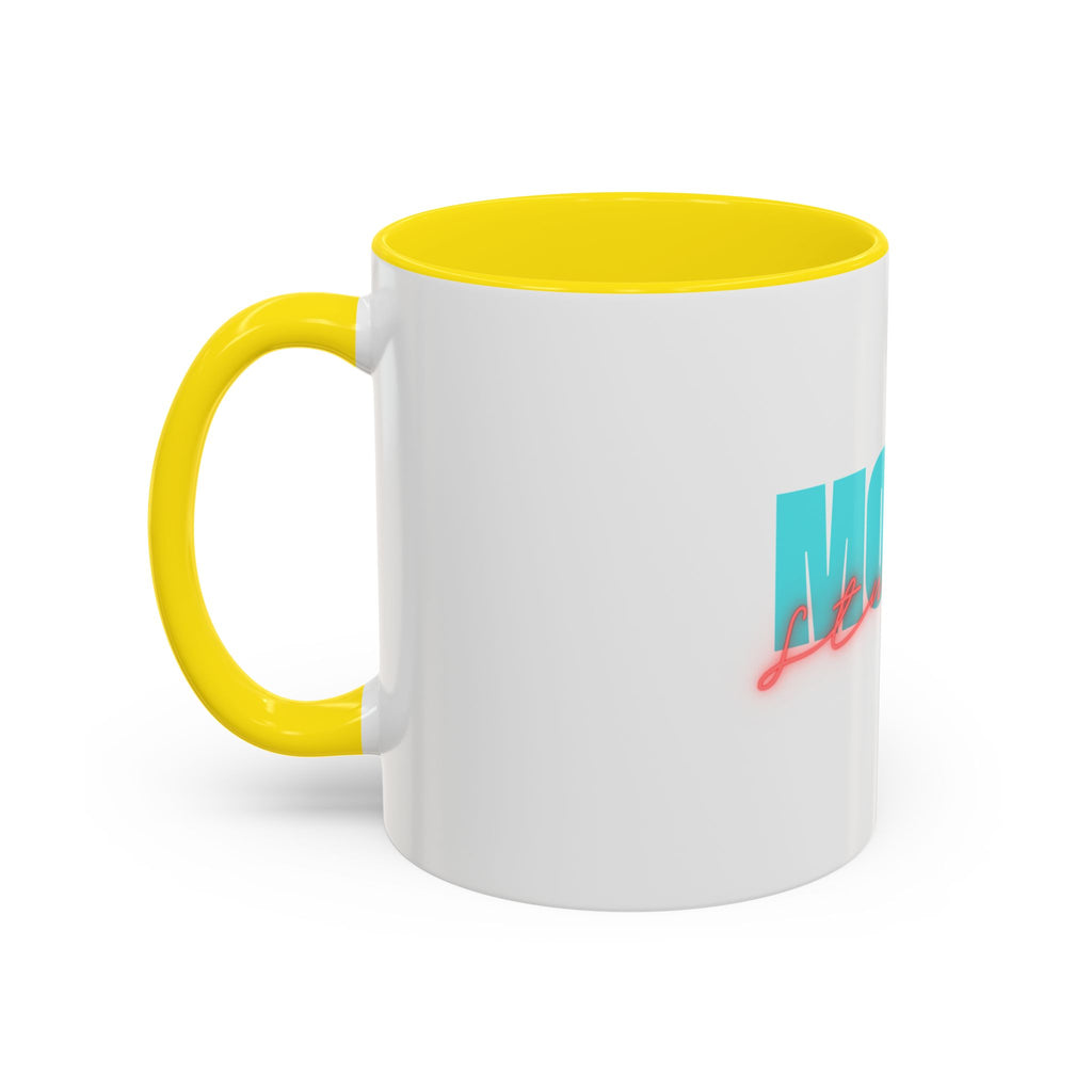 Moxy Cafe Accent Mug — Retro Turquoise & Neon Pink Coffee Cup (11/15oz)