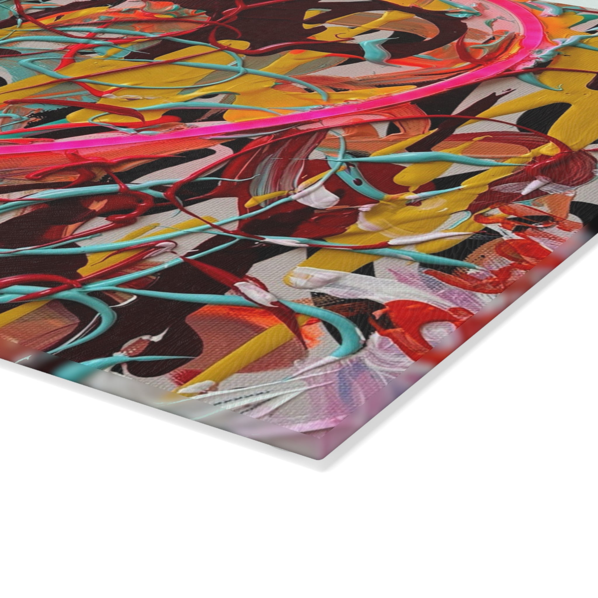 Bright Heart Original Art Glass Cutting Board – Colorful Abstract Neon Heart Art Kitchen Cutting Board