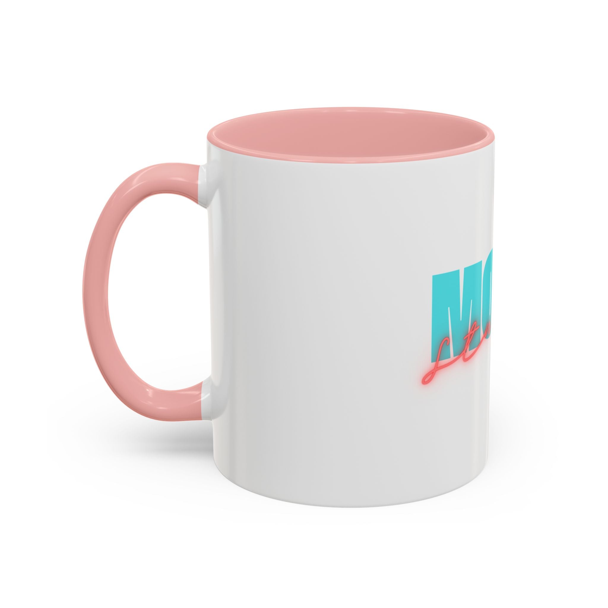 Moxy Cafe Accent Mug — Retro Turquoise & Neon Pink Coffee Cup (11/15oz)