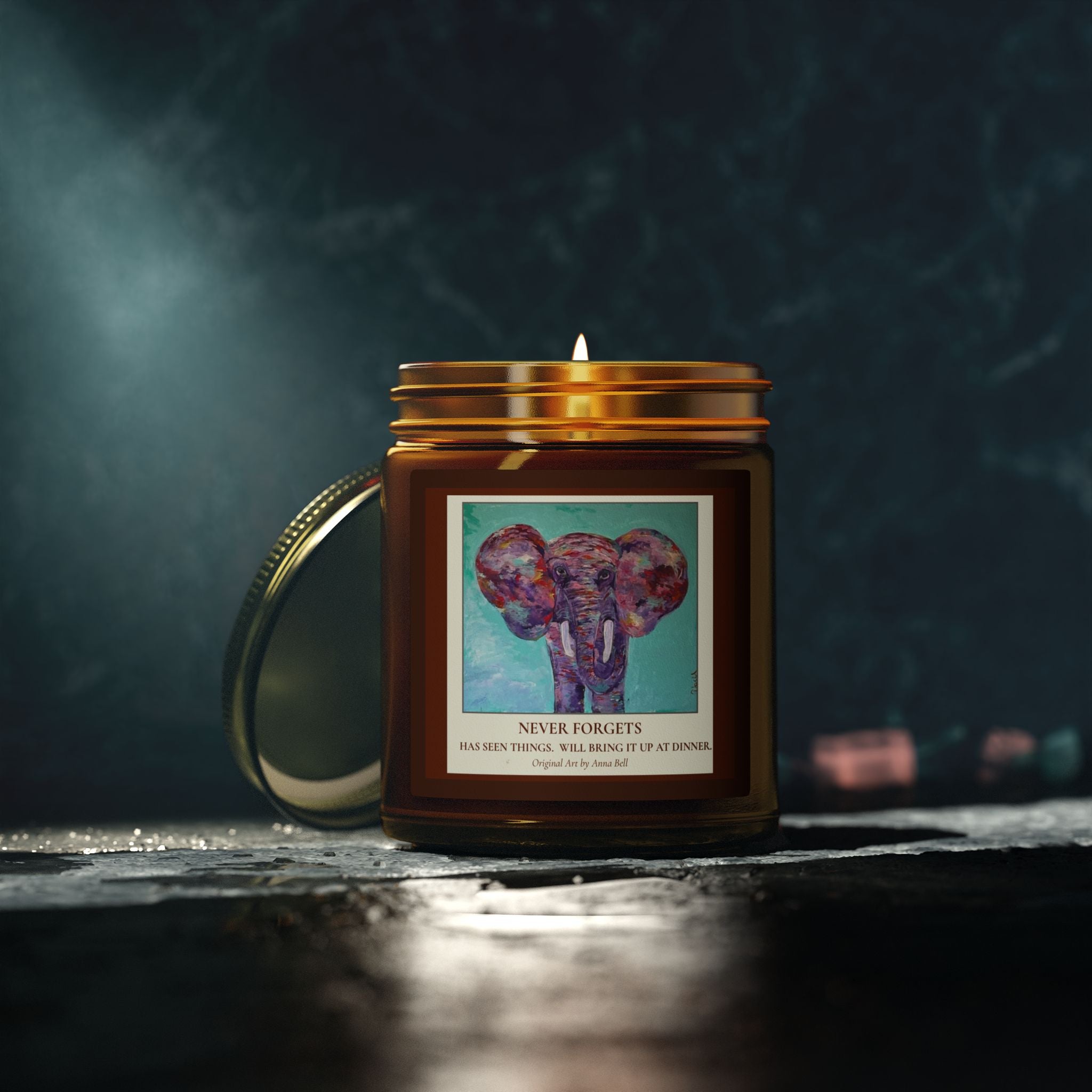 Coconut Apricot Soy Candle — 'Never Forgots' Elephant Scented Jar (4oz/9oz)