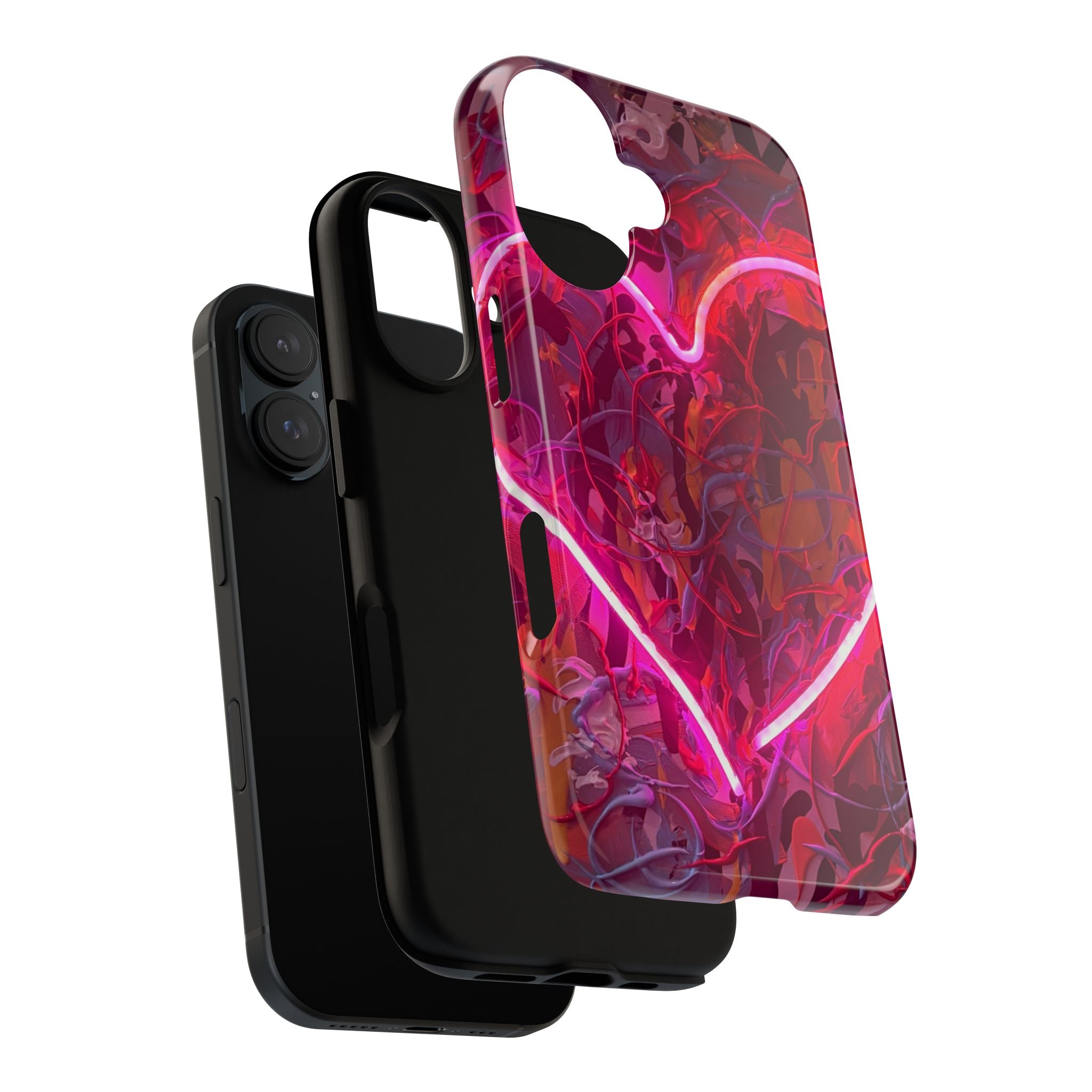 Neon Heart Tough Phone Case — Pink Graffiti Protective Cover