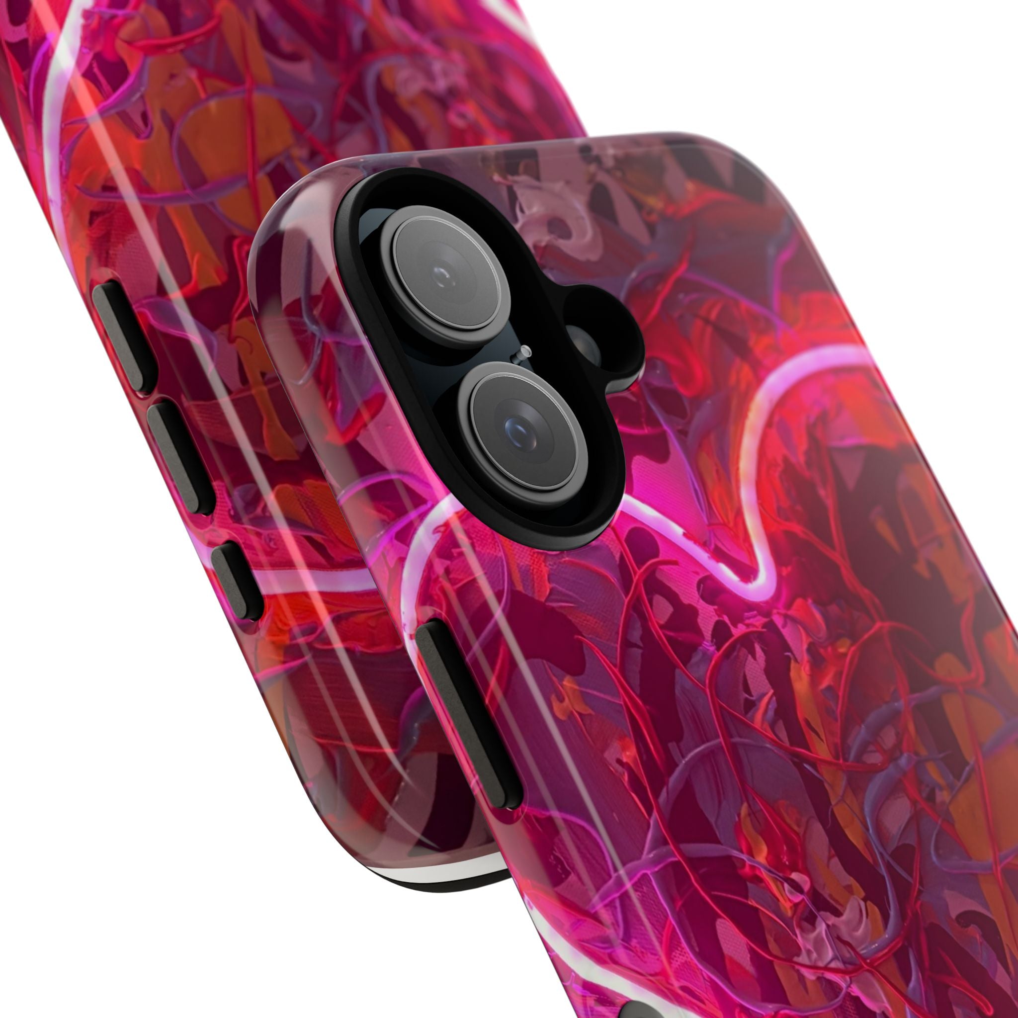 Neon Heart Tough Phone Case — Pink Graffiti Protective Cover