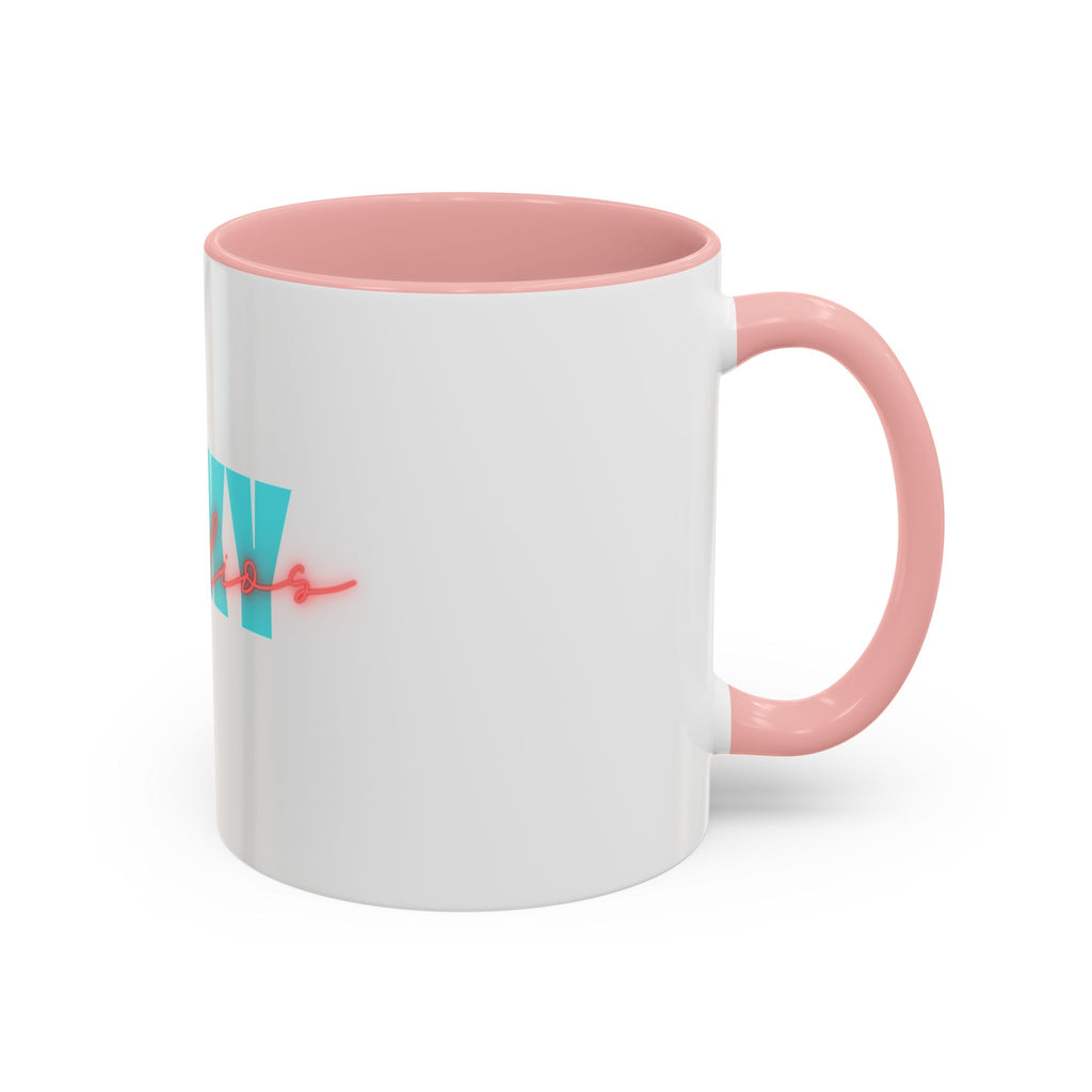 Moxy Cafe Accent Mug — Retro Turquoise & Neon Pink Coffee Cup (11/15oz)