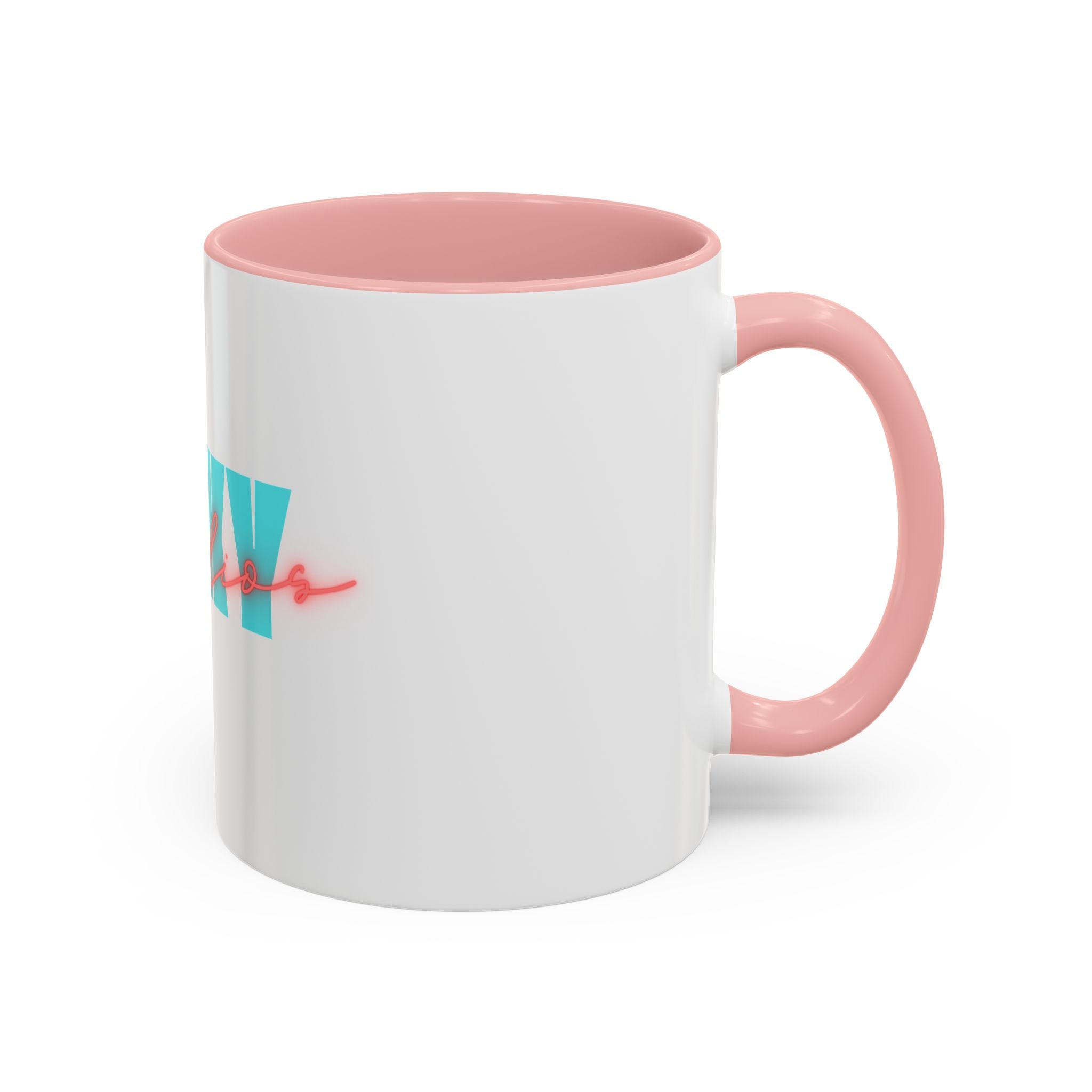 Moxy Cafe Accent Mug — Retro Turquoise & Neon Pink Coffee Cup (11/15oz)