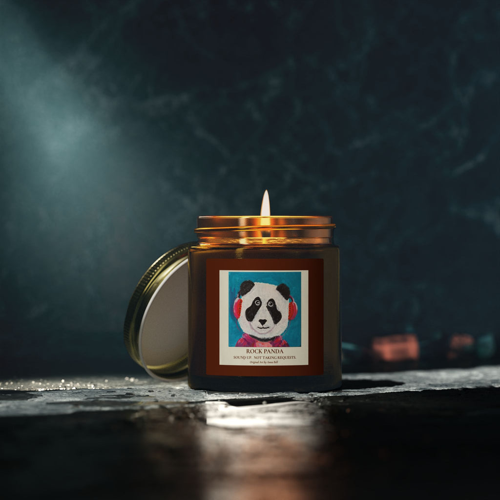 Rock Panda Art Candle -  Coconut Apricot Scented Candle (4oz & 9oz) Unique Gift
