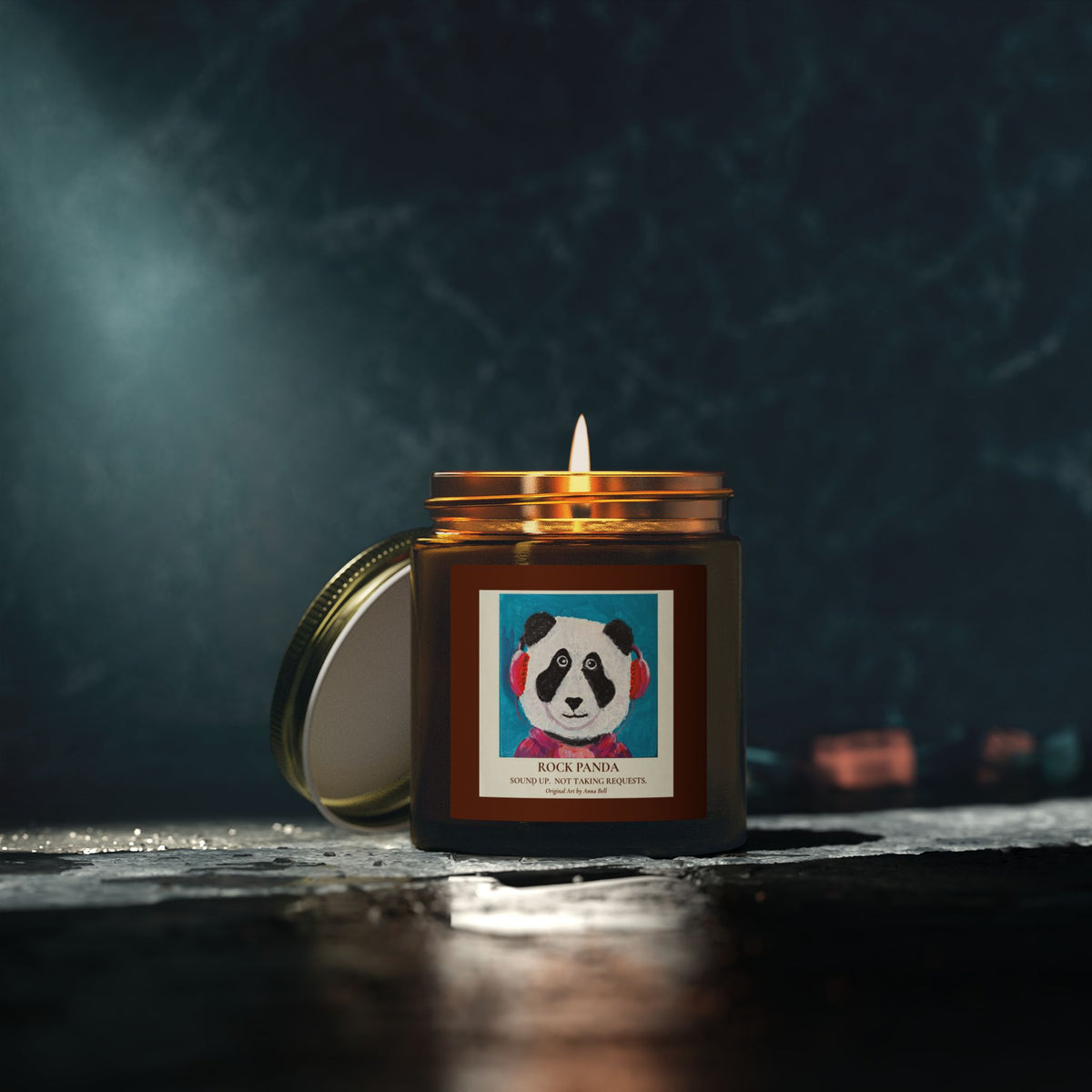 Rock Panda Art Candle -  Coconut Apricot Scented Candle (4oz & 9oz) Unique Gift