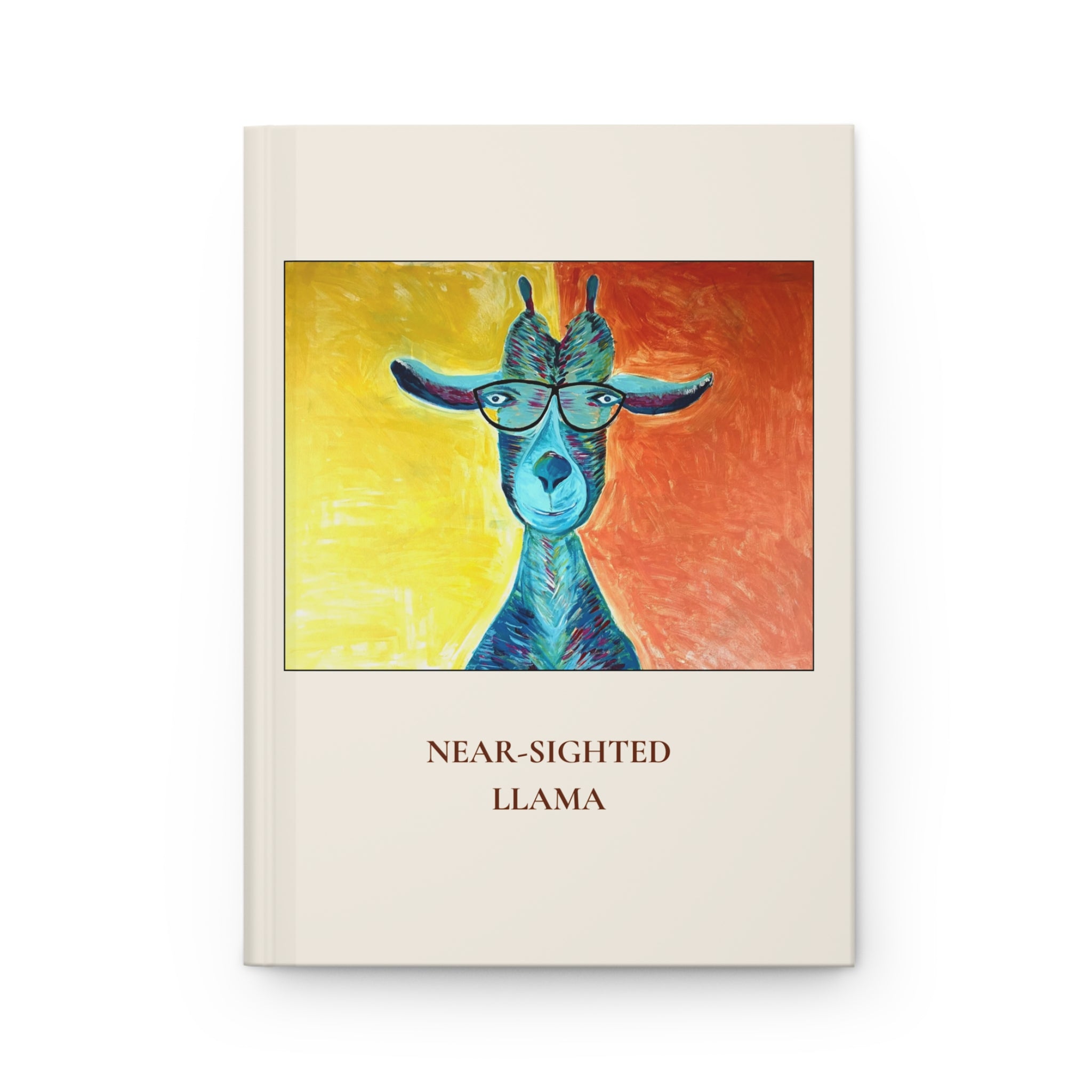 Near-Sighted Llama Original Art Hardcover Journal — Lined Notebook for Notes & Gifts