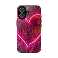 Neon Heart Tough Phone Case — Pink Graffiti Protective Cover