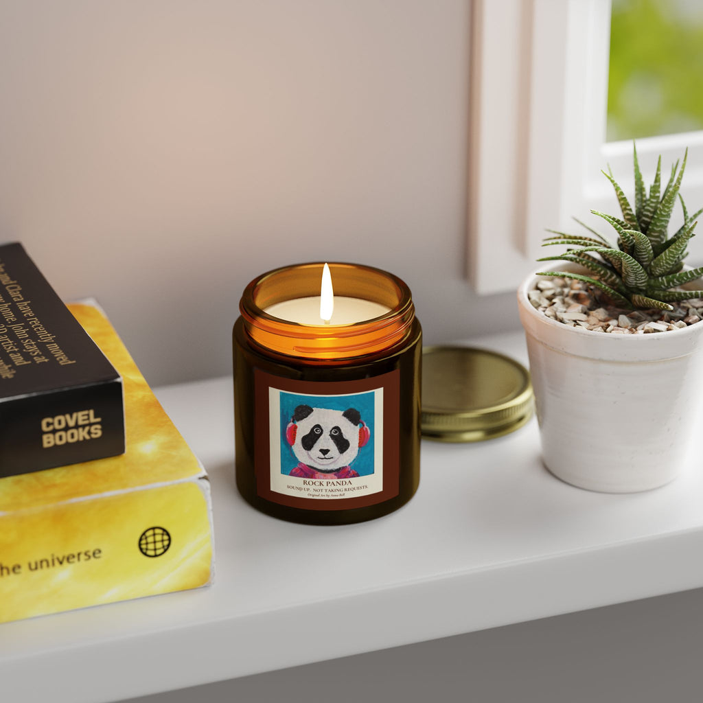 Rock Panda Art Candle -  Coconut Apricot Scented Candle (4oz & 9oz) Unique Gift