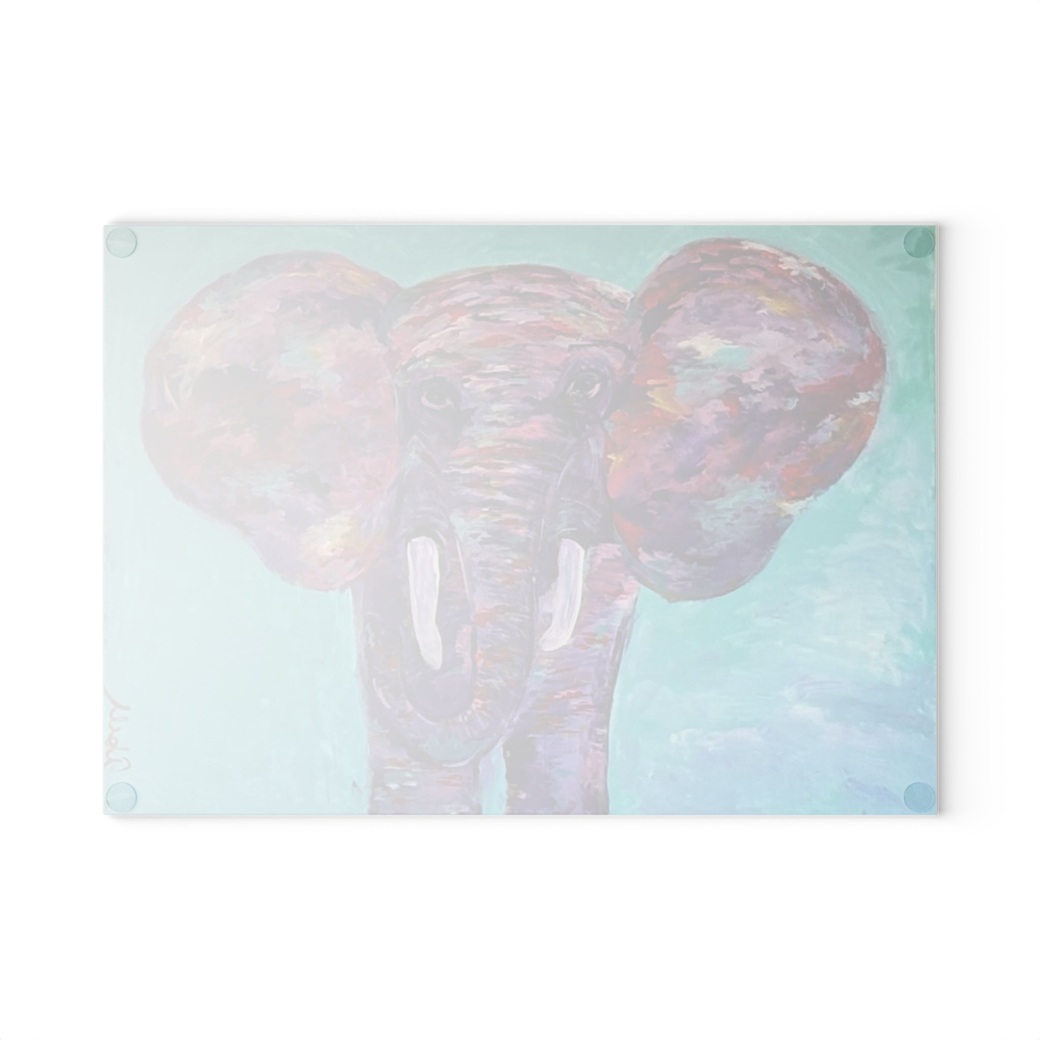 Elephant Art Glass Cutting Board – Colorful Abstract Elephant Kitchen Cutting Board