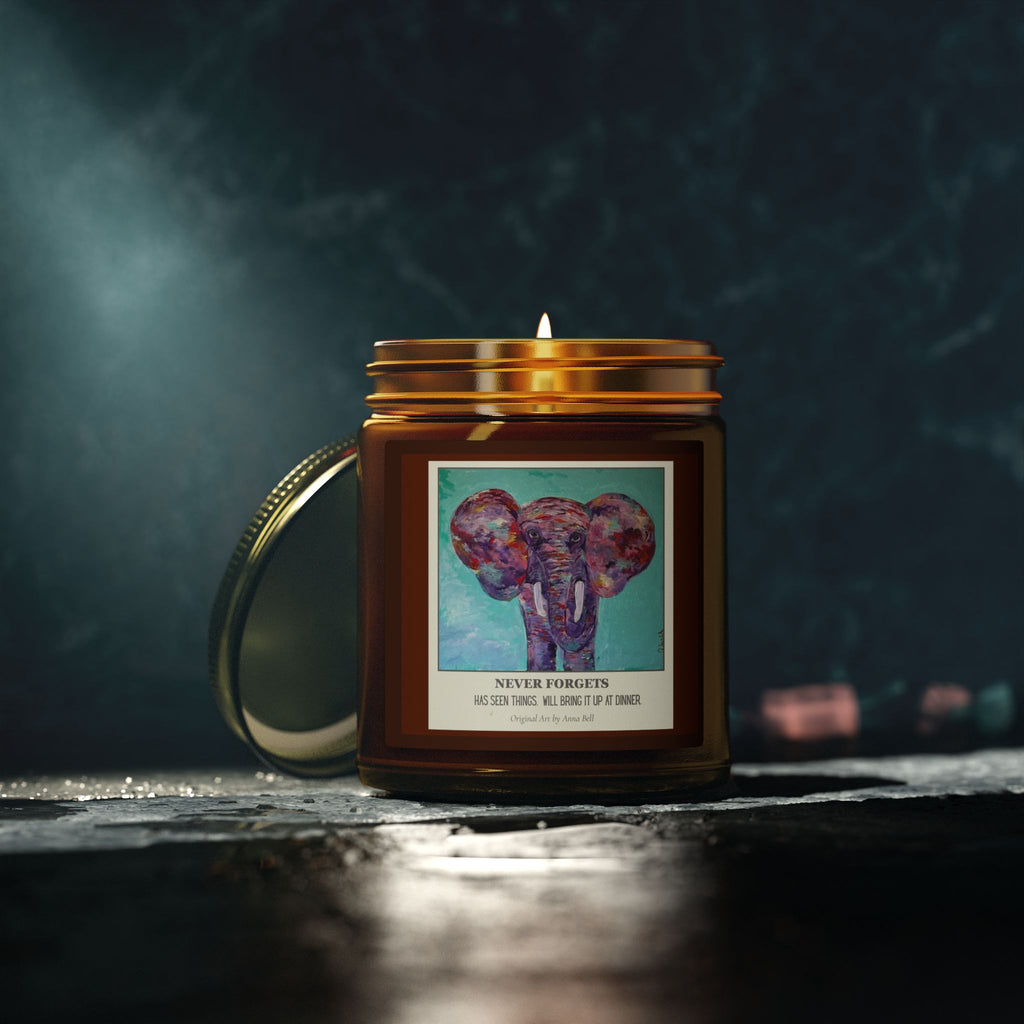Coconut Apricot Soy Candle — 'Never Forgots' Elephant Scented Jar (4oz/9oz)