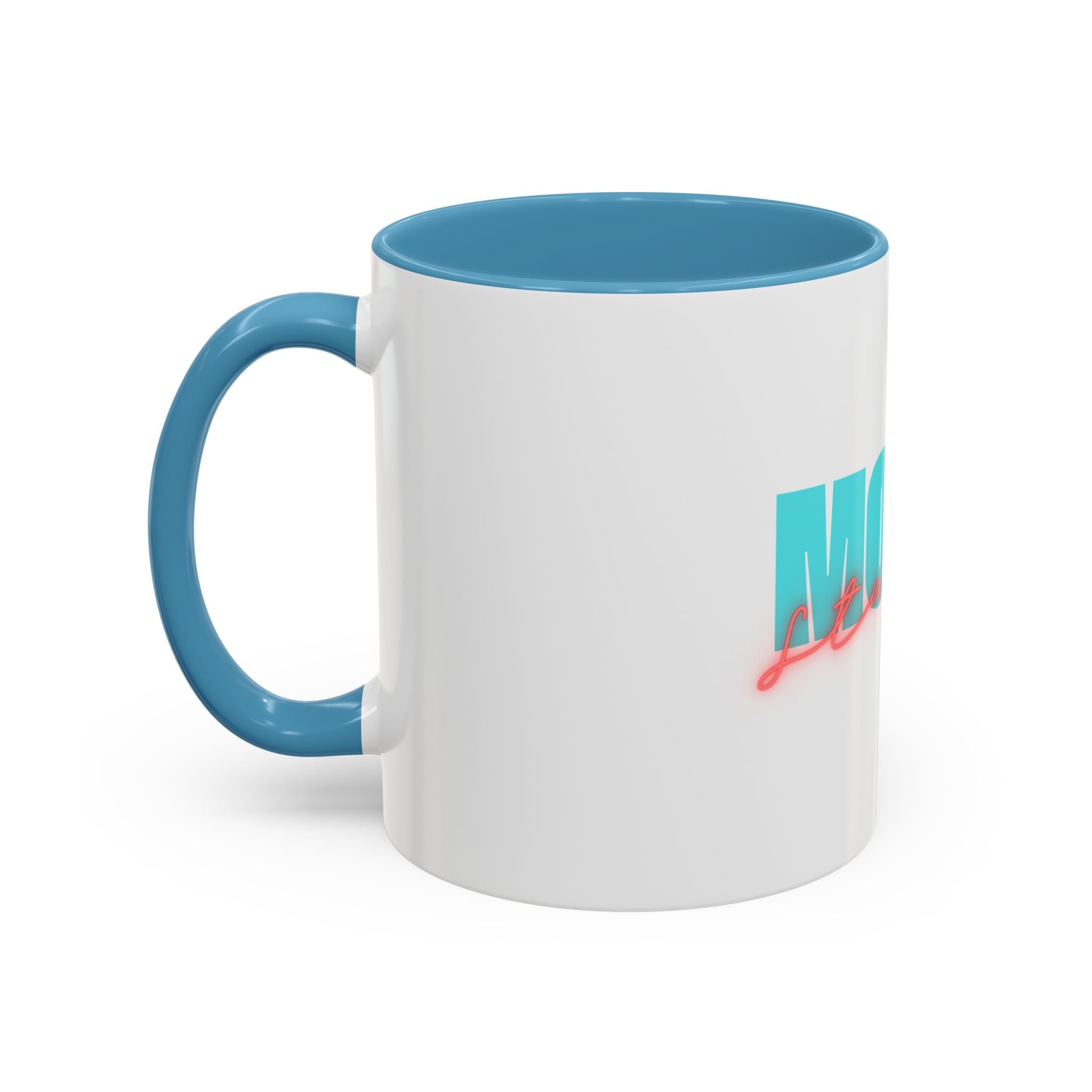 Moxy Cafe Accent Mug — Retro Turquoise & Neon Pink Coffee Cup (11/15oz)