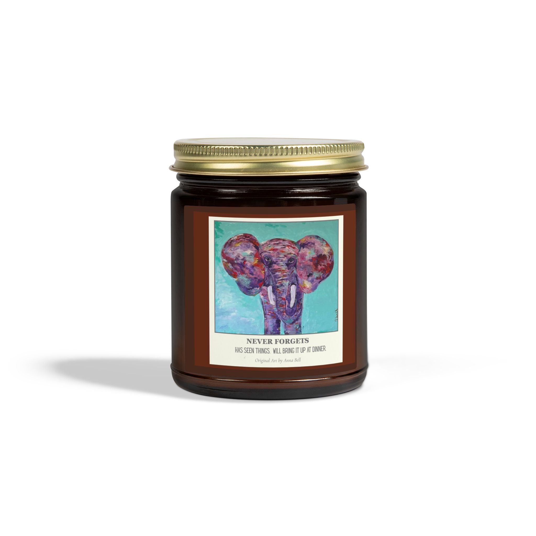Coconut Apricot Soy Candle — 'Never Forgots' Elephant Scented Jar (4oz/9oz)