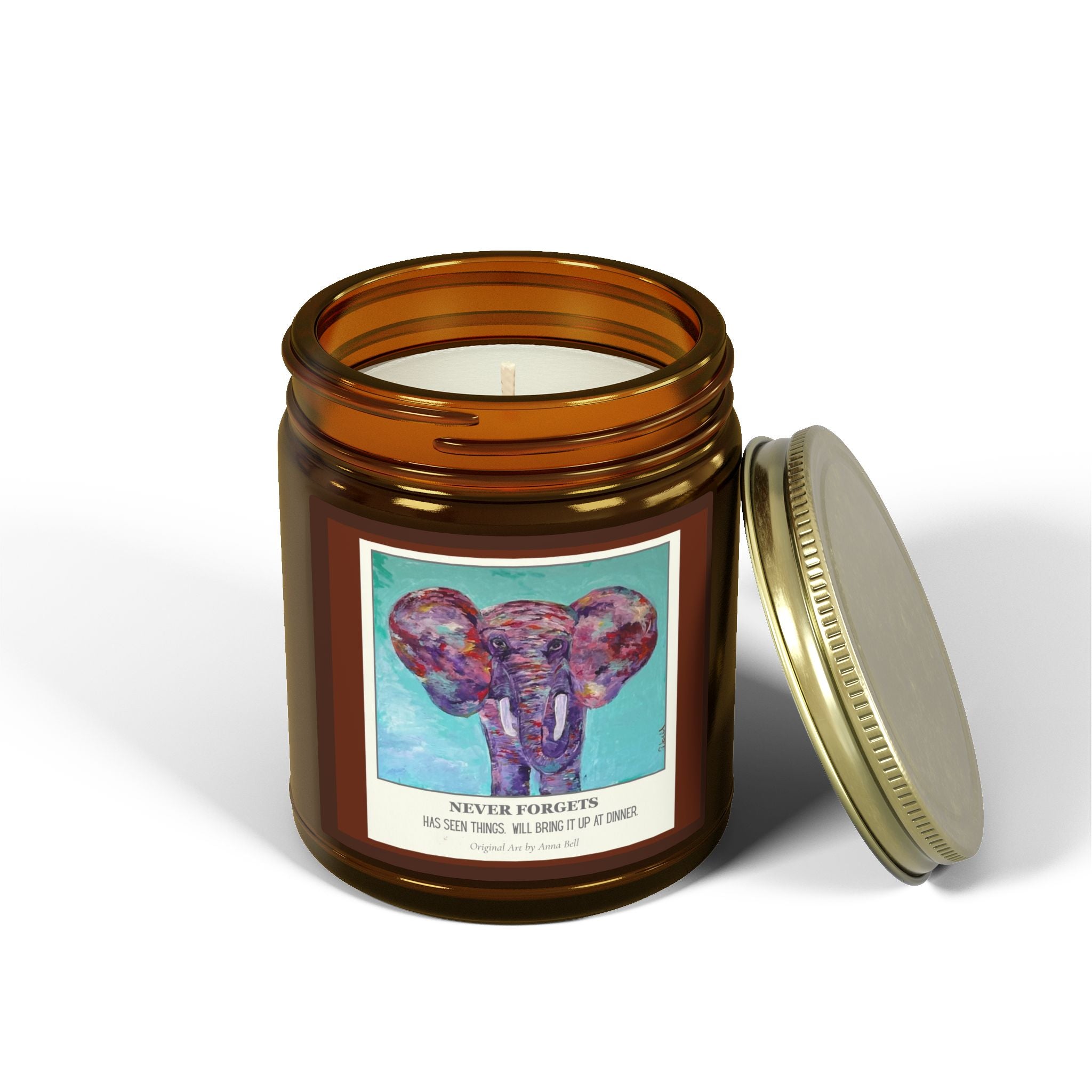 Coconut Apricot Soy Candle — 'Never Forgots' Elephant Scented Jar (4oz/9oz)