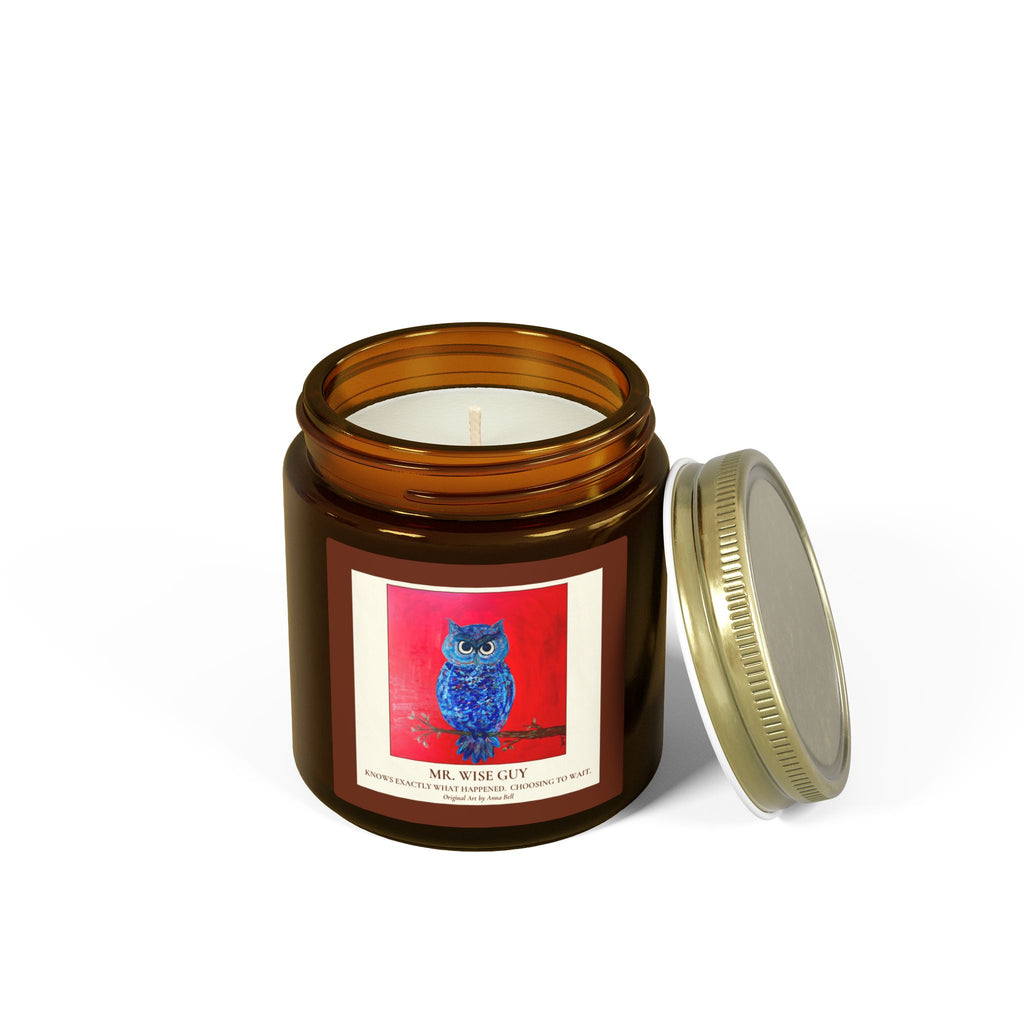 Mr. Wise Guy Owl Art - Coconut Apricot Scented Candle (4oz/9oz) - Fun Gift