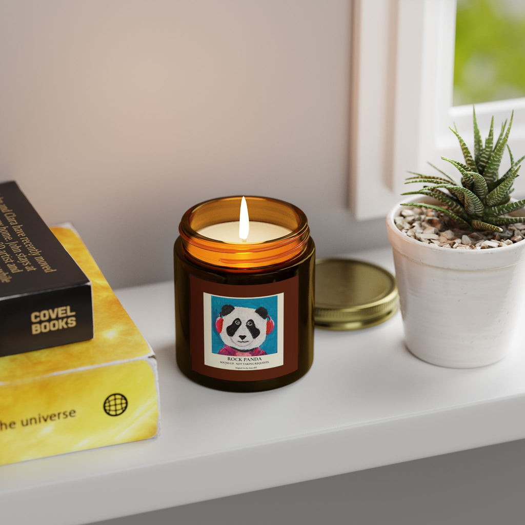 Rock Panda Art Candle -  Coconut Apricot Scented Candle (4oz & 9oz) Unique Gift