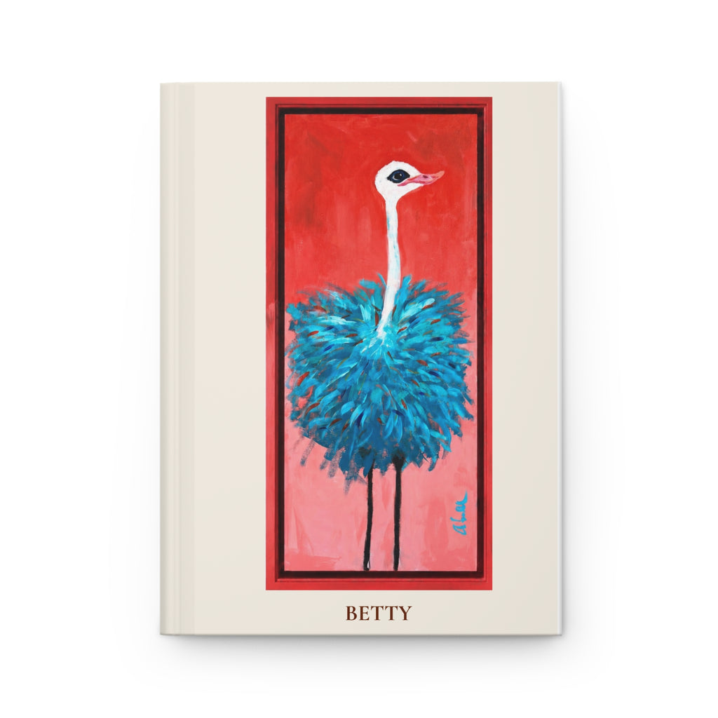 Blue Ostrich Original Art Hardcover Journal — 'BETTY' Lined Notebook