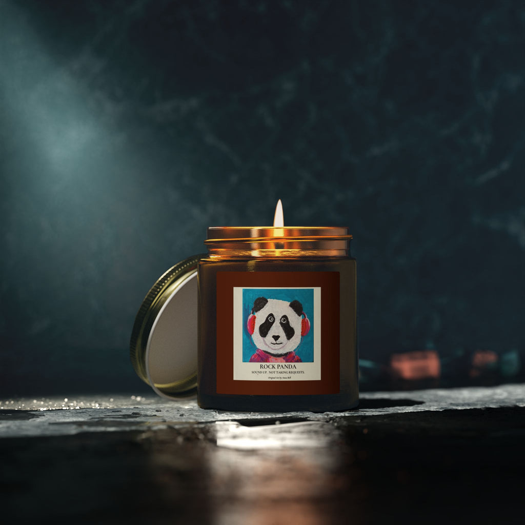 Rock Panda Art Candle -  Coconut Apricot Scented Candle (4oz & 9oz) Unique Gift