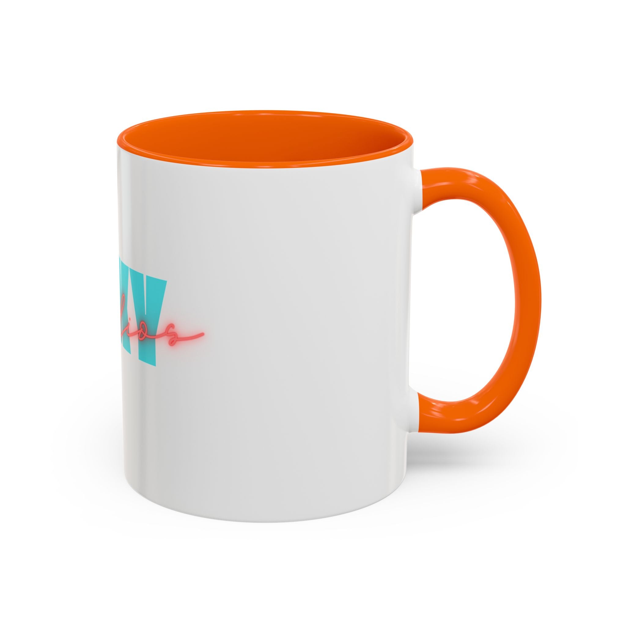 Moxy Cafe Accent Mug — Retro Turquoise & Neon Pink Coffee Cup (11/15oz)
