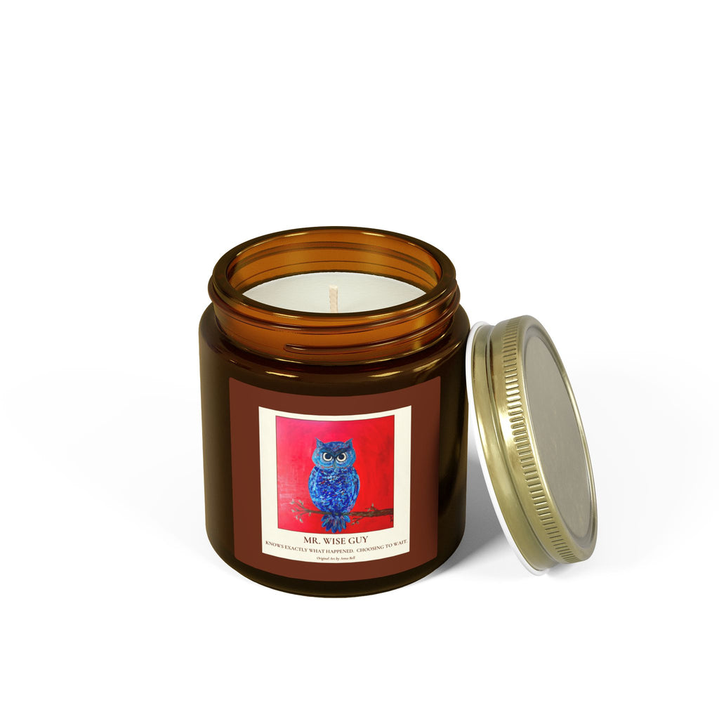 Mr. Wise Guy Owl Art - Coconut Apricot Scented Candle (4oz/9oz) - Fun Gift