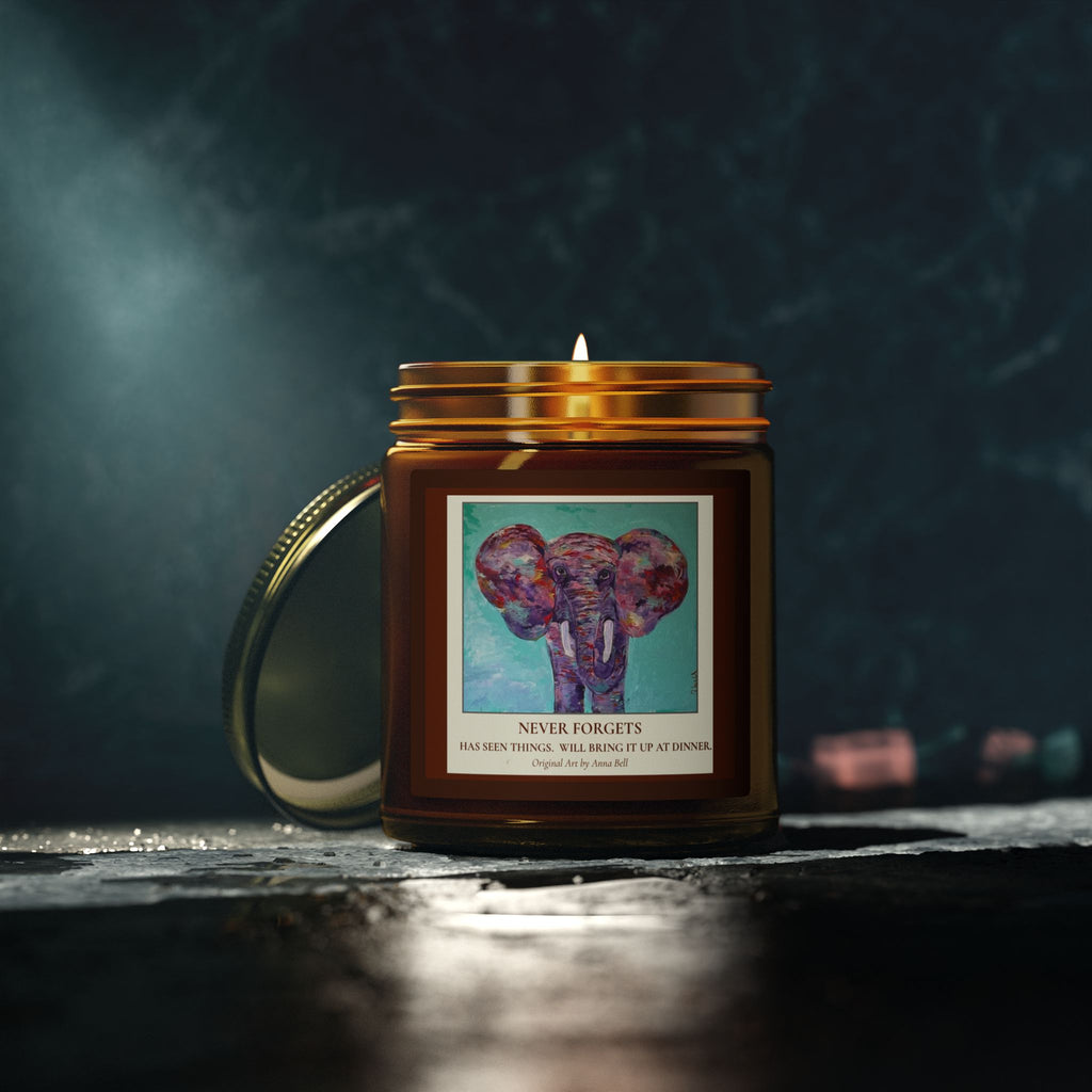 Coconut Apricot Soy Candle — 'Never Forgots' Elephant Scented Jar (4oz/9oz)