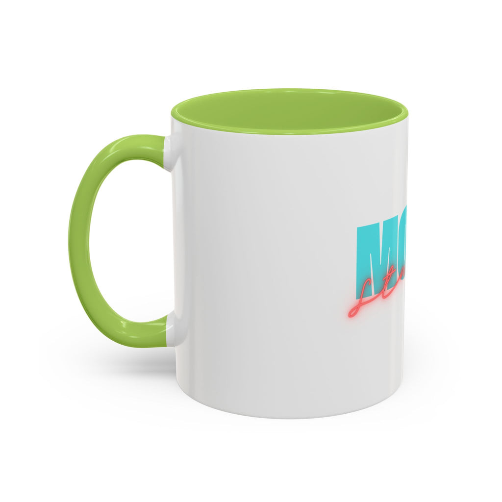 Moxy Cafe Accent Mug — Retro Turquoise & Neon Pink Coffee Cup (11/15oz)