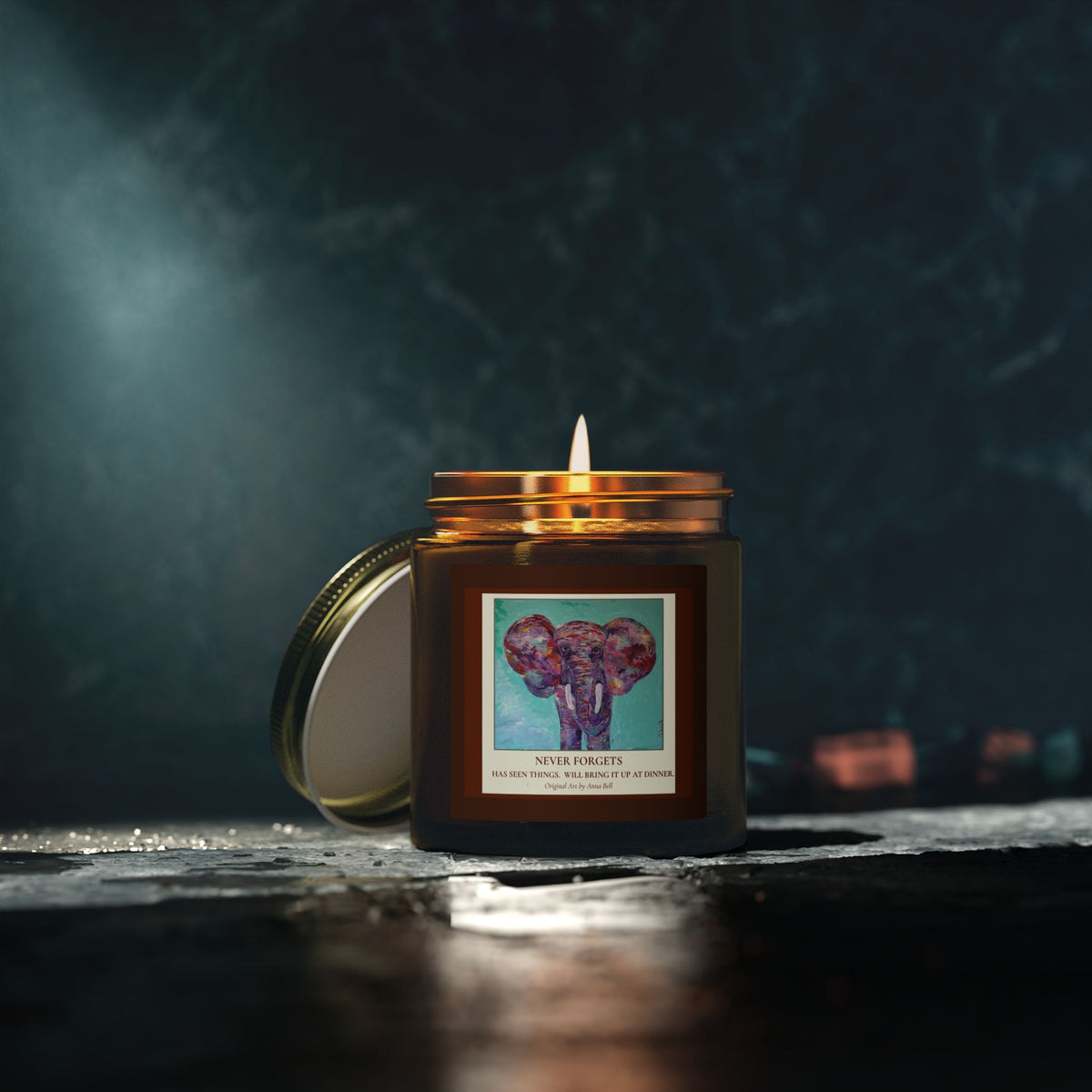 Coconut Apricot Soy Candle — 'Never Forgots' Elephant Scented Jar (4oz/9oz)