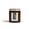 Coconut Apricot Scented Candle — ‘Palm Royale’ Flamingo Amber Jar (4oz/9oz)