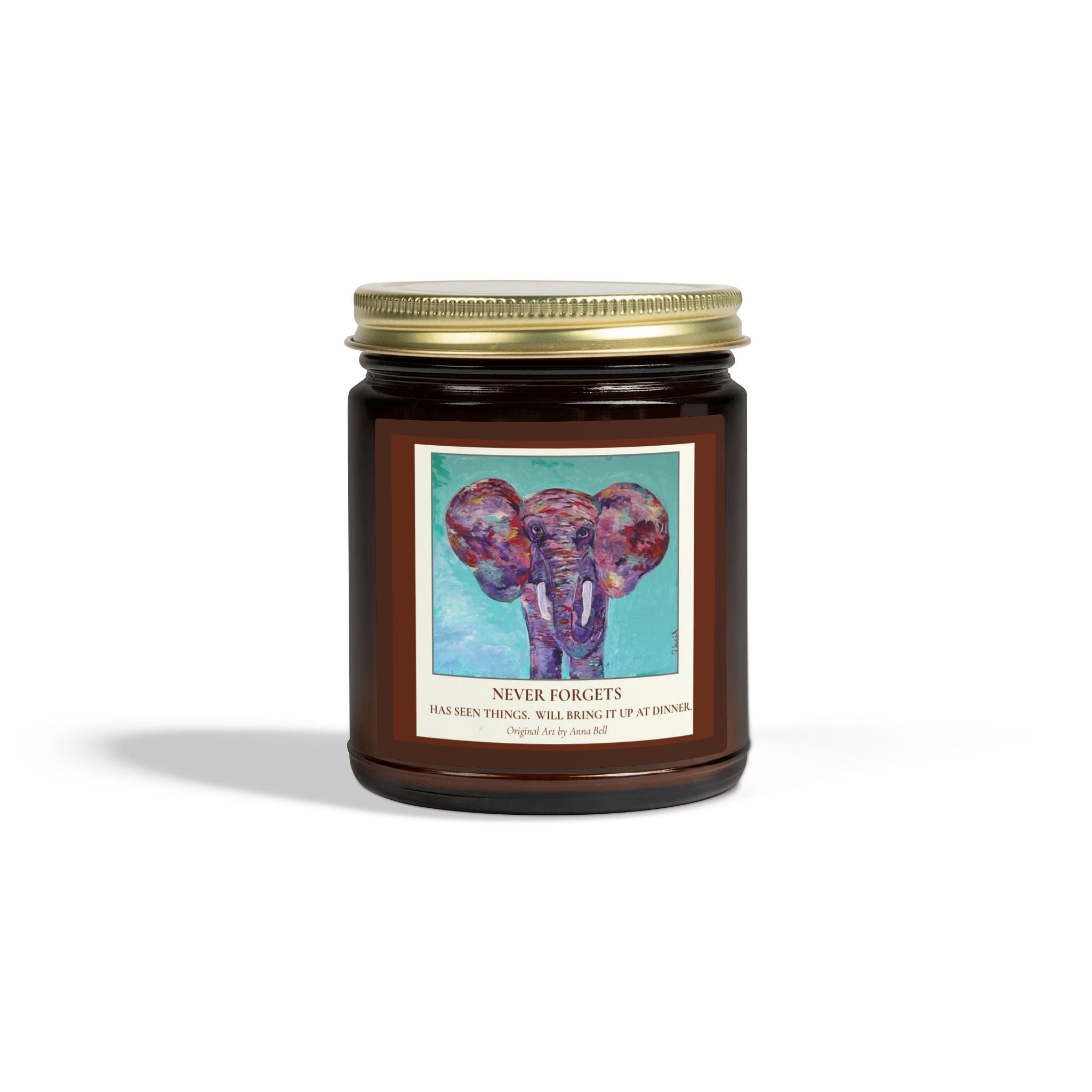 Coconut Apricot Soy Candle — 'Never Forgots' Elephant Scented Jar (4oz/9oz)