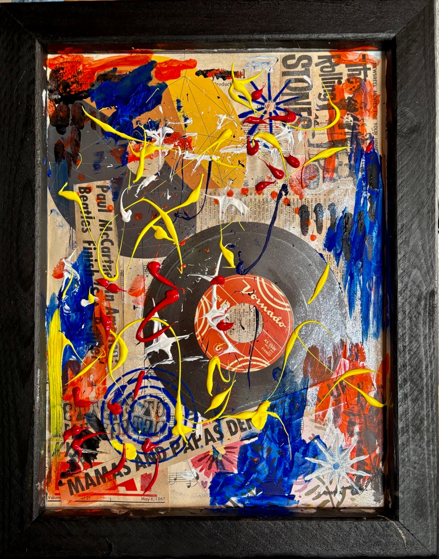 "Vinyl Revival": Bold Colorful Upcycled Original Art