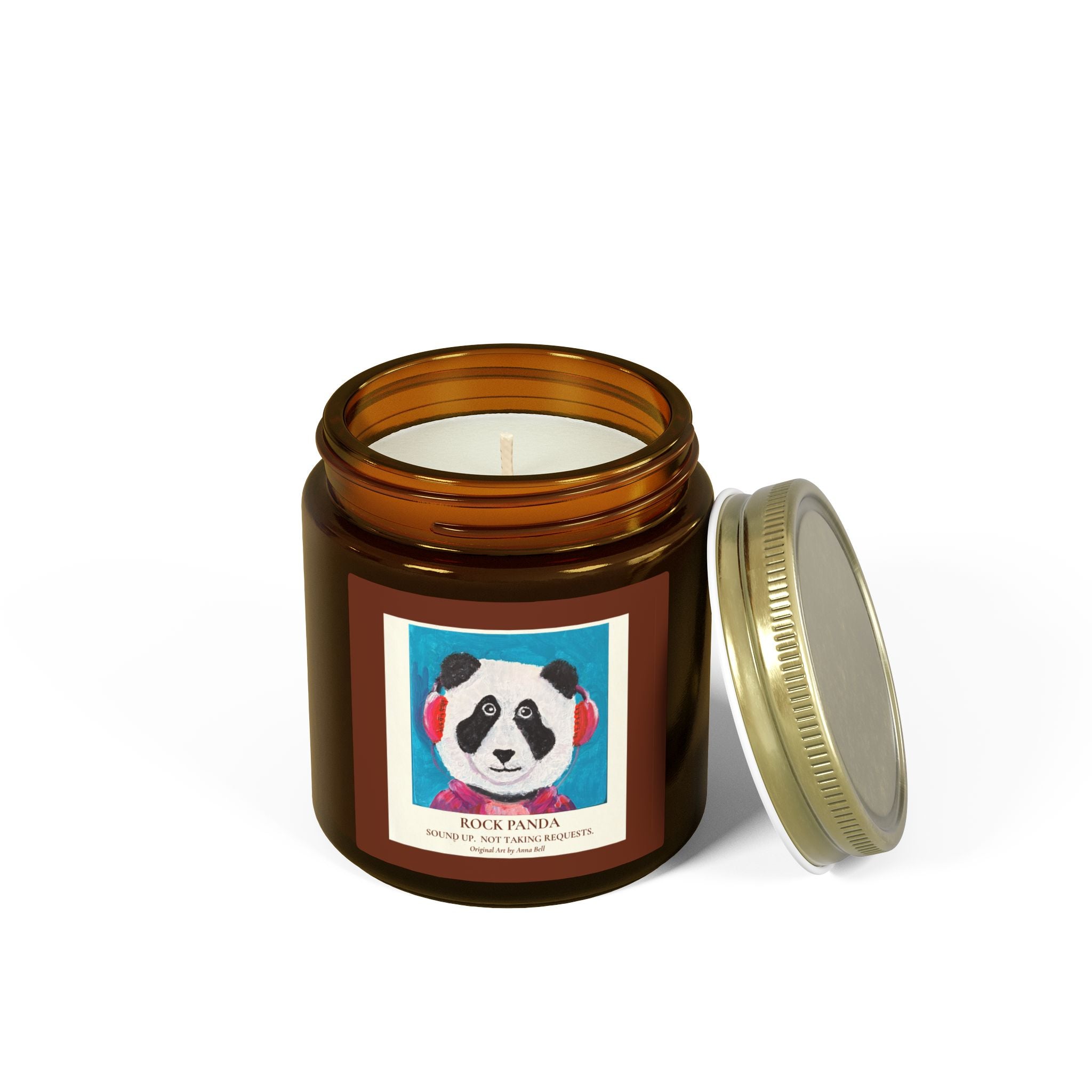 Rock Panda Art Candle -  Coconut Apricot Scented Candle (4oz & 9oz) Unique Gift
