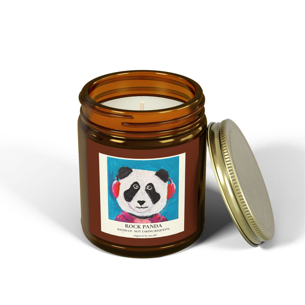 Rock Panda Art Candle -  Coconut Apricot Scented Candle (4oz & 9oz) Unique Gift