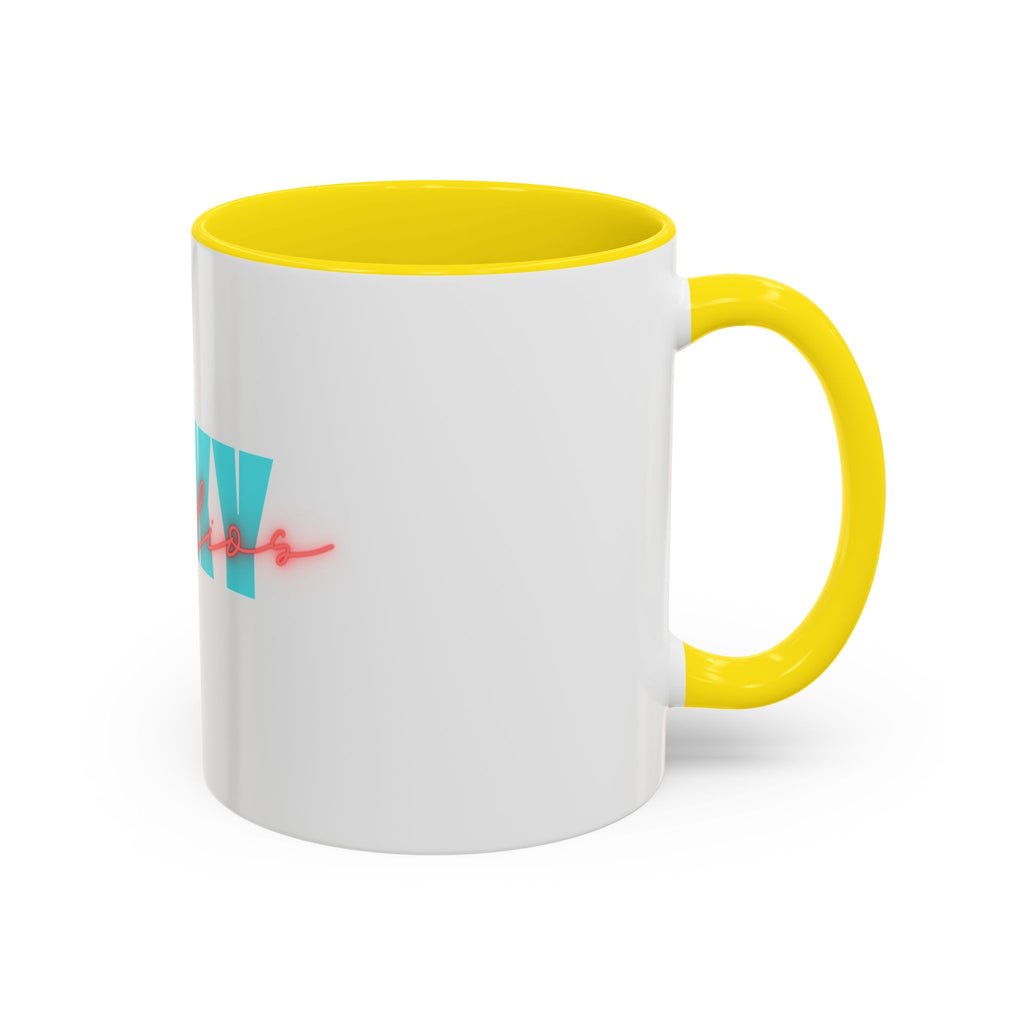 Moxy Cafe Accent Mug — Retro Turquoise & Neon Pink Coffee Cup (11/15oz)