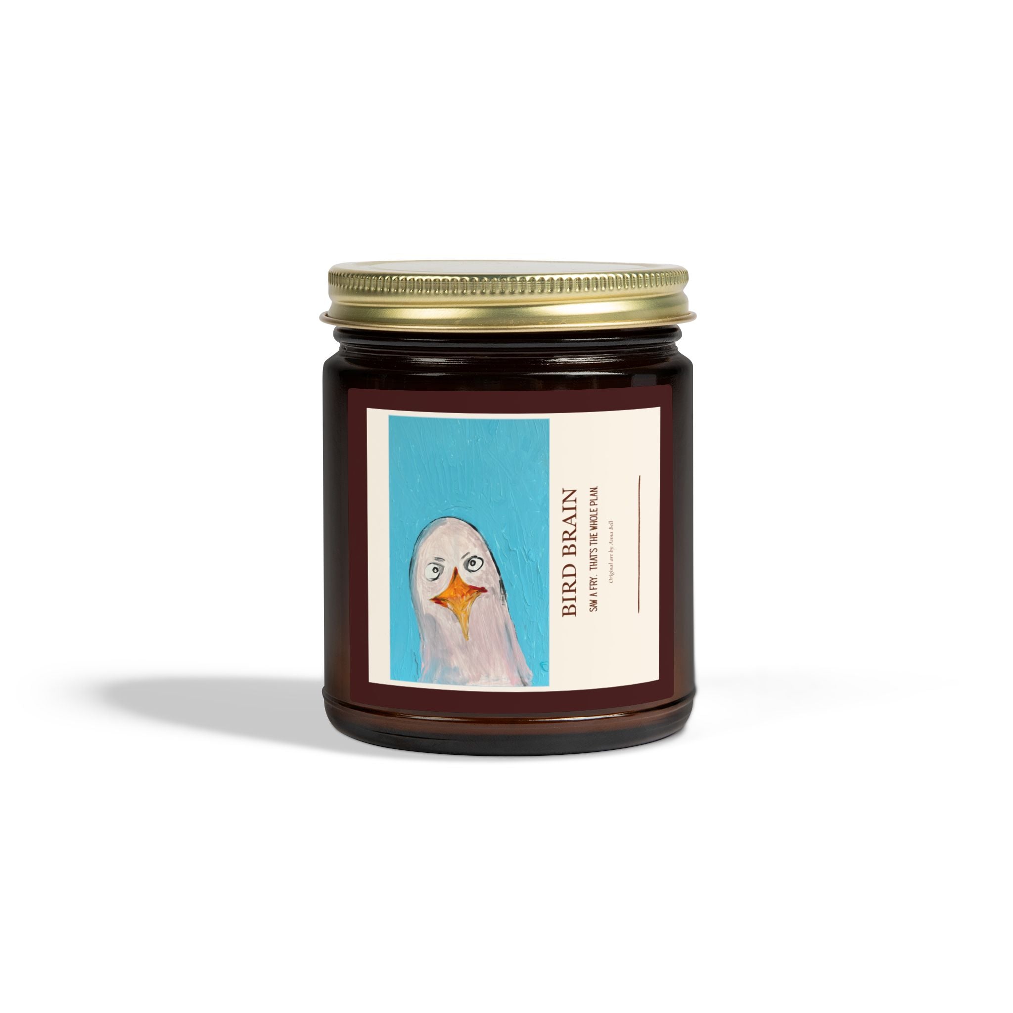 Coconut Apricot Scented Candle (4oz/9oz) — 'Bird Brain' Jar Candle