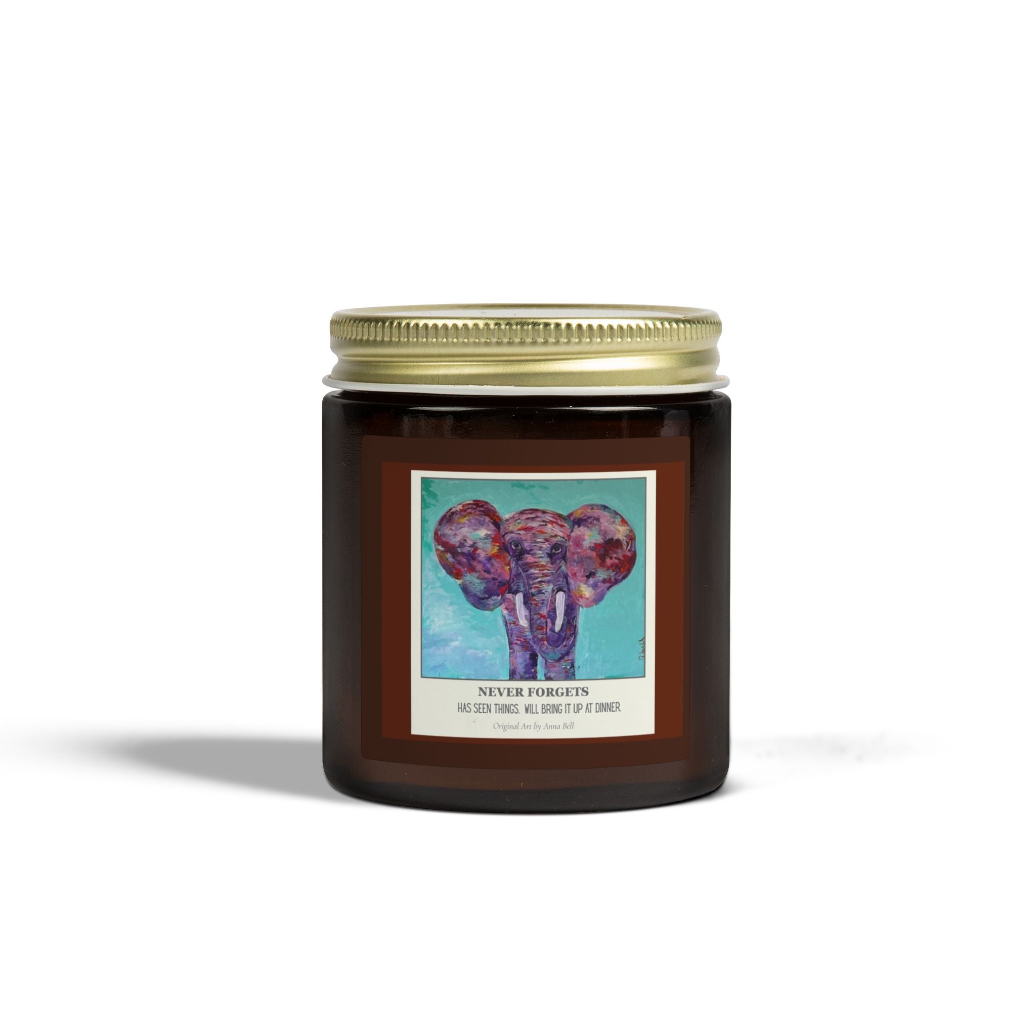 Coconut Apricot Soy Candle — 'Never Forgots' Elephant Scented Jar (4oz/9oz)