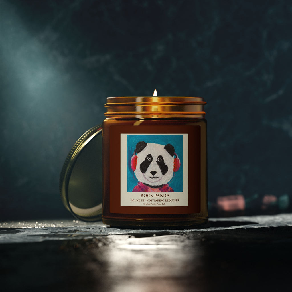 Rock Panda Art Candle -  Coconut Apricot Scented Candle (4oz & 9oz) Unique Gift